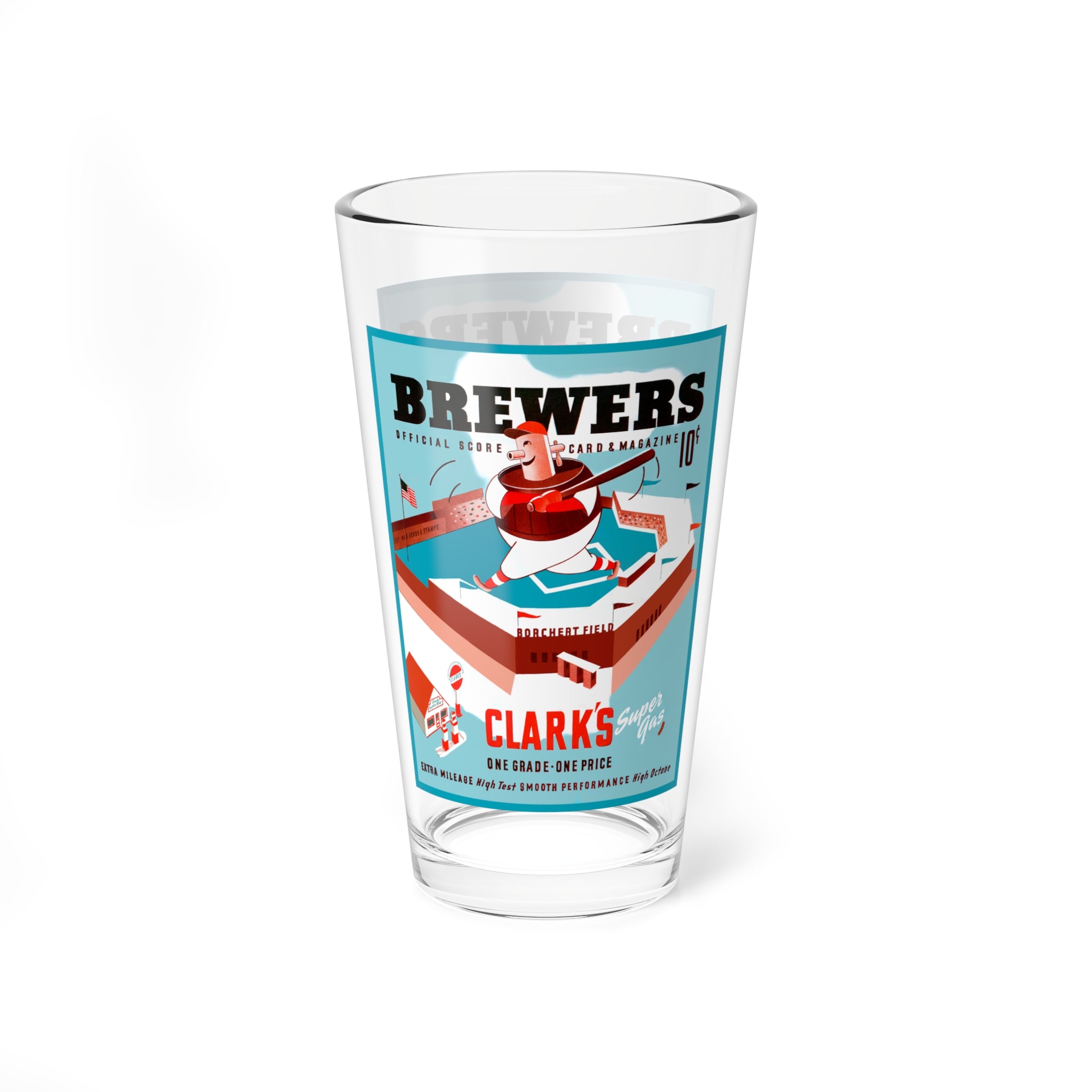 Mixing Glass, 16oz - Vintage 1943 Baseball Milwaukee Brewers, Perfect for Beer, Barware Gift, Sports Fan Collectible, Baseball Memorabilia,