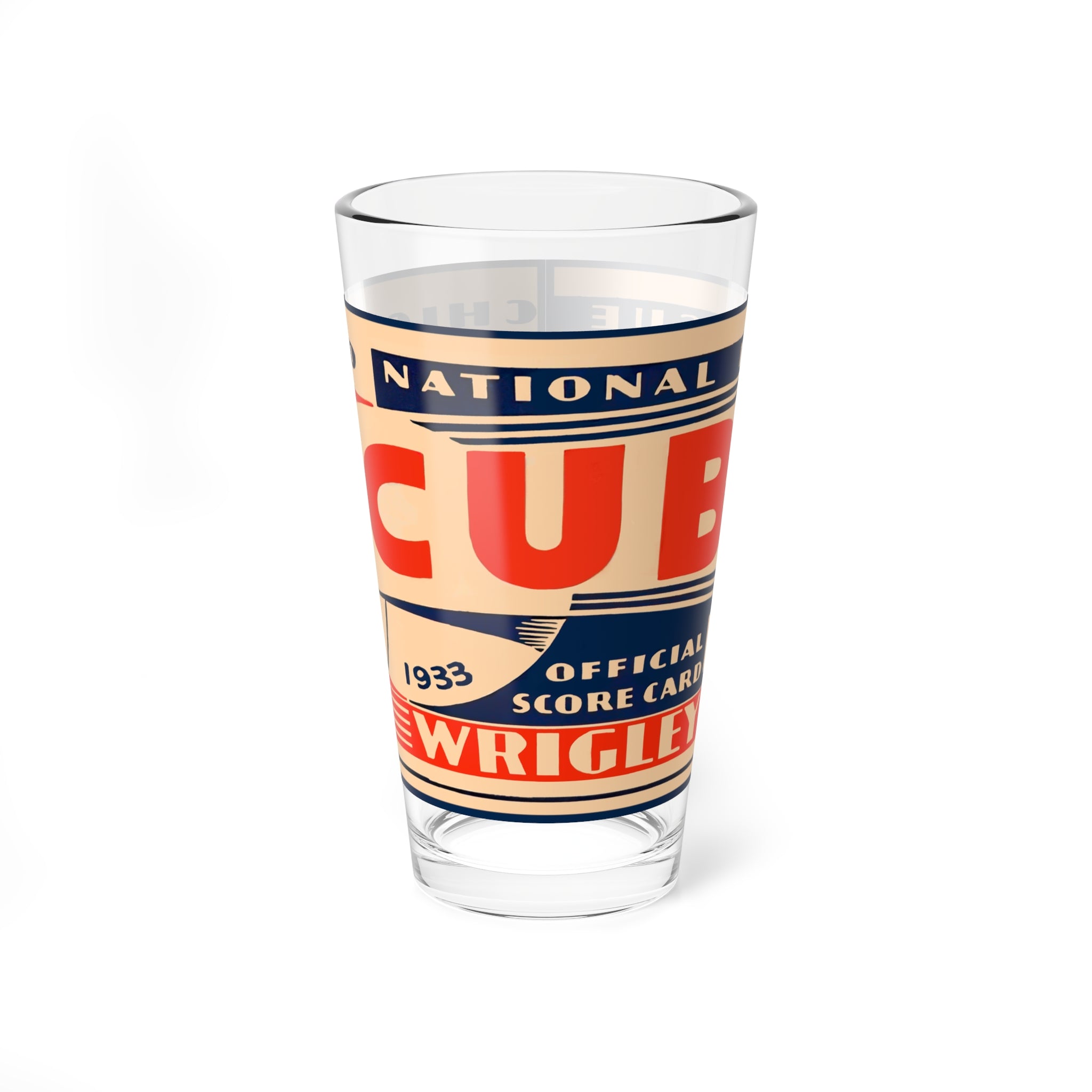 Vintage 1933 Chicago Cubs Baseball Mixing Glass, 16oz - Gift for Baseball Fans, Sports Memorabilia, Barware, Collectible Glass, Father's Day
