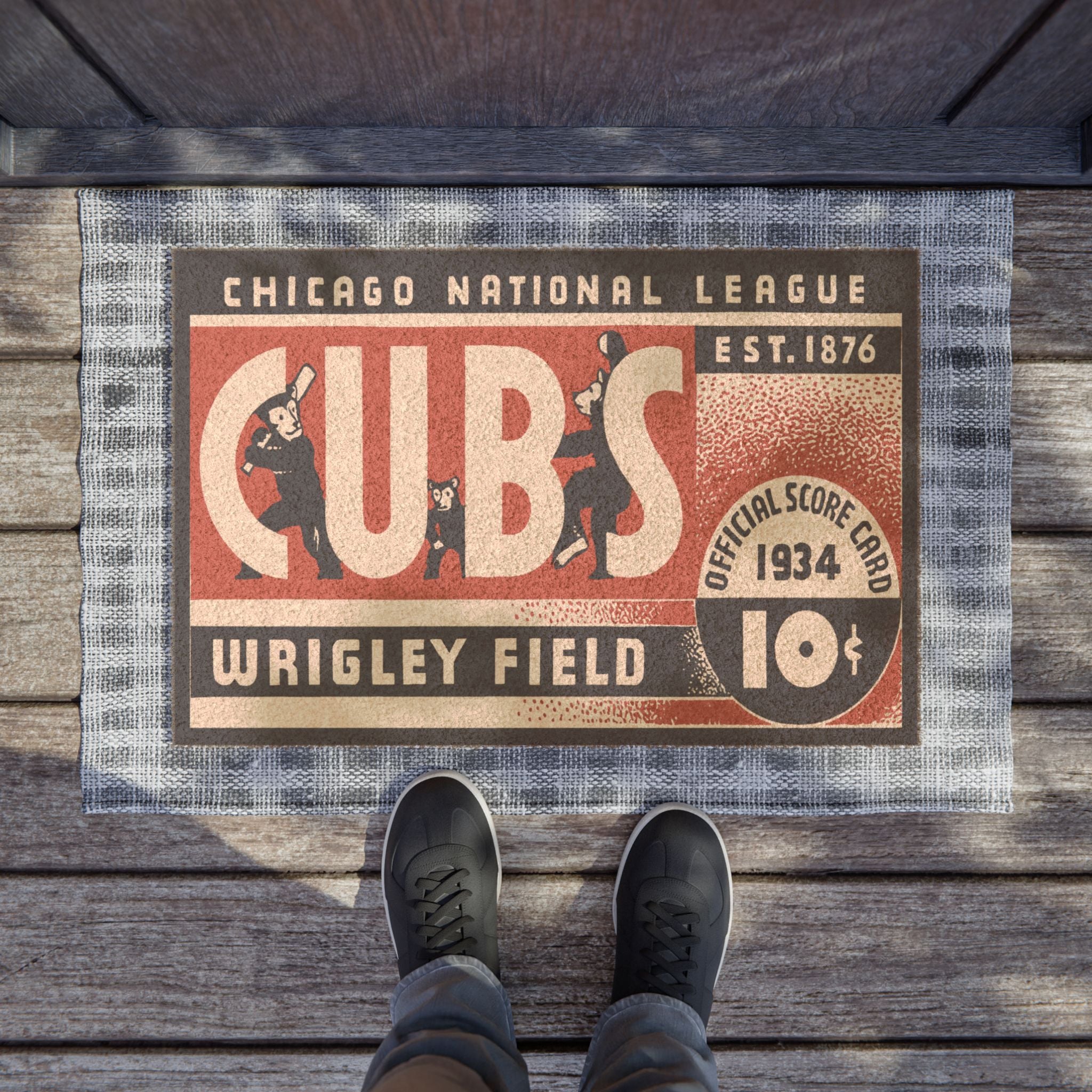 Baseball Doormat, Chicago Cubs Rug, 1934 Sports Decor, Entryway Welcome Mat, Gift for Baseball Fan, Home Game Room Decoration