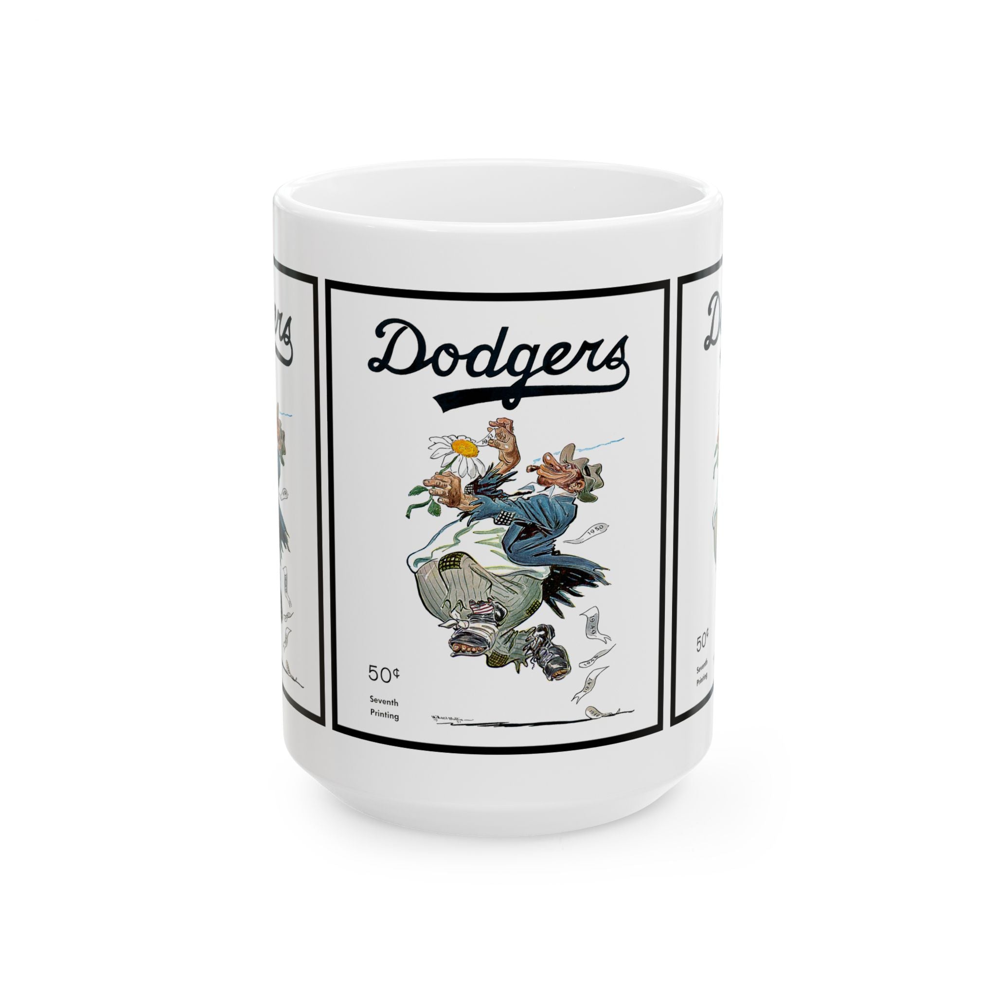 Vintage 1951 Baseball Brooklyn Dodgers Program Ceramic Mug, 11oz 15oz Cup Gift for Sports Fans, Retro Baseball Collector's Item, Coffee Mug