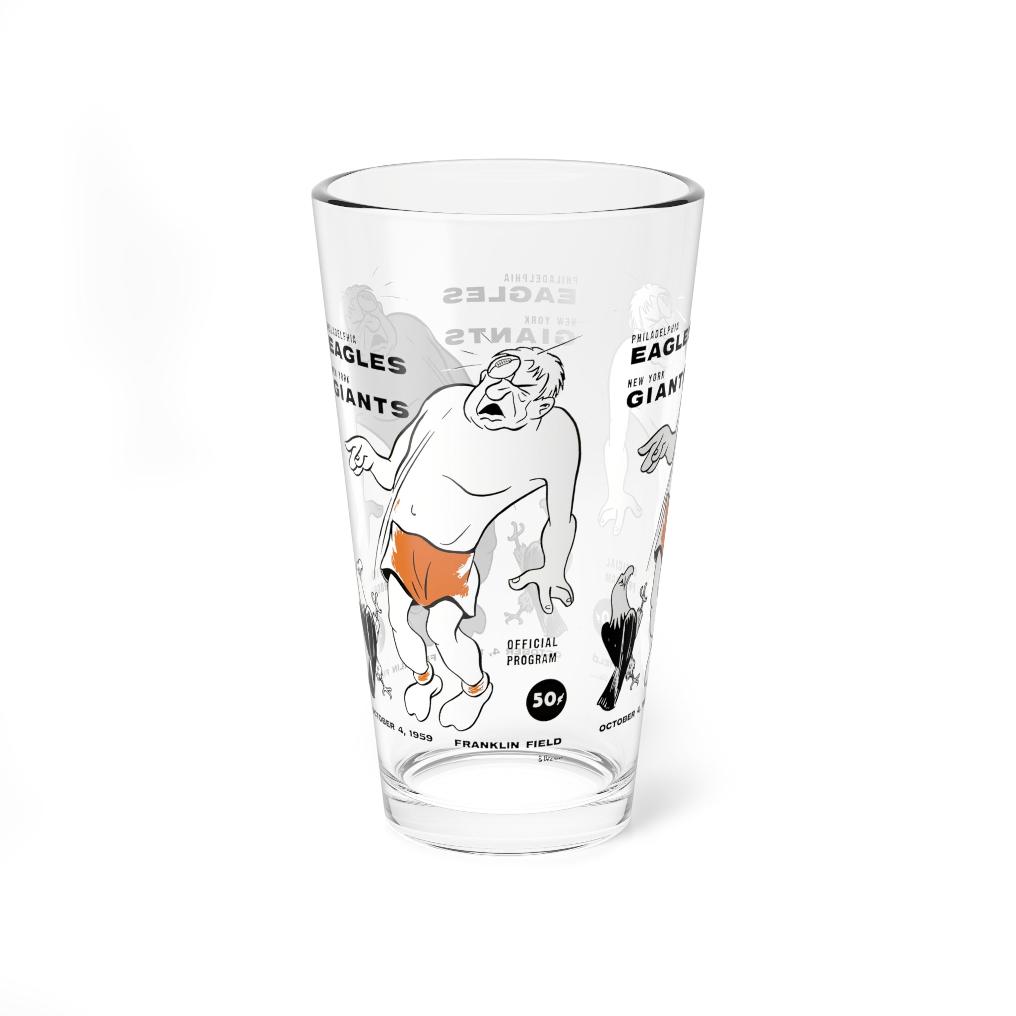 1959 Vintage New York Giants- Philadelphia Eagles Football Program Cover -  Pint Glass, 16oz