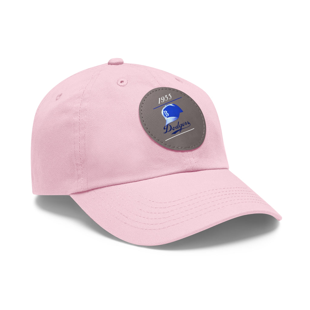 1955 Brooklyn Dodgers Baseball - Dad Hat with Leather Patch (Round)