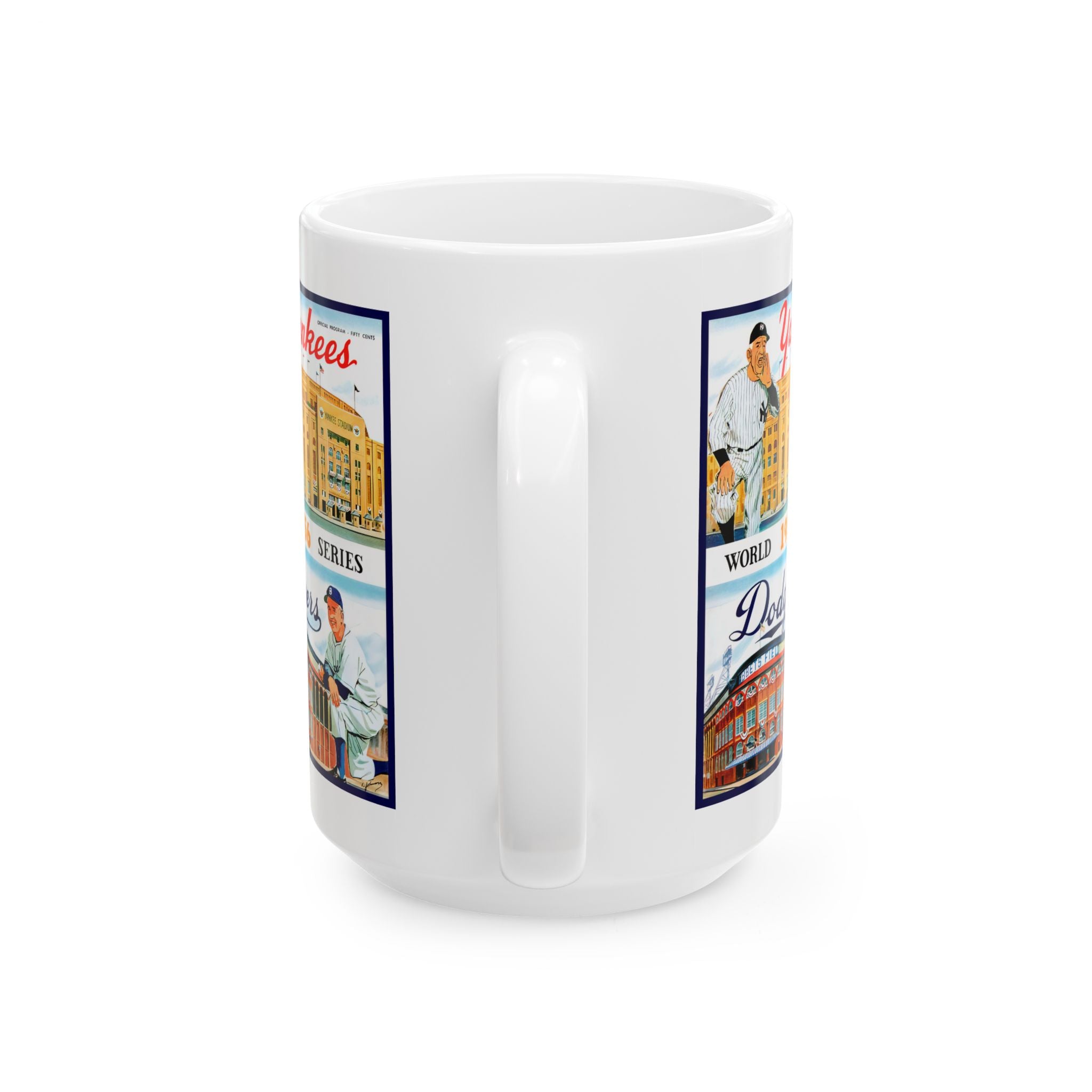 1956 Baseball World Series Brooklyn Dodgers New York Yankees Ceramic Mug, Vintage Sports Fan Collectible Gift, Coffee Cup, Tea Mug, Baseball