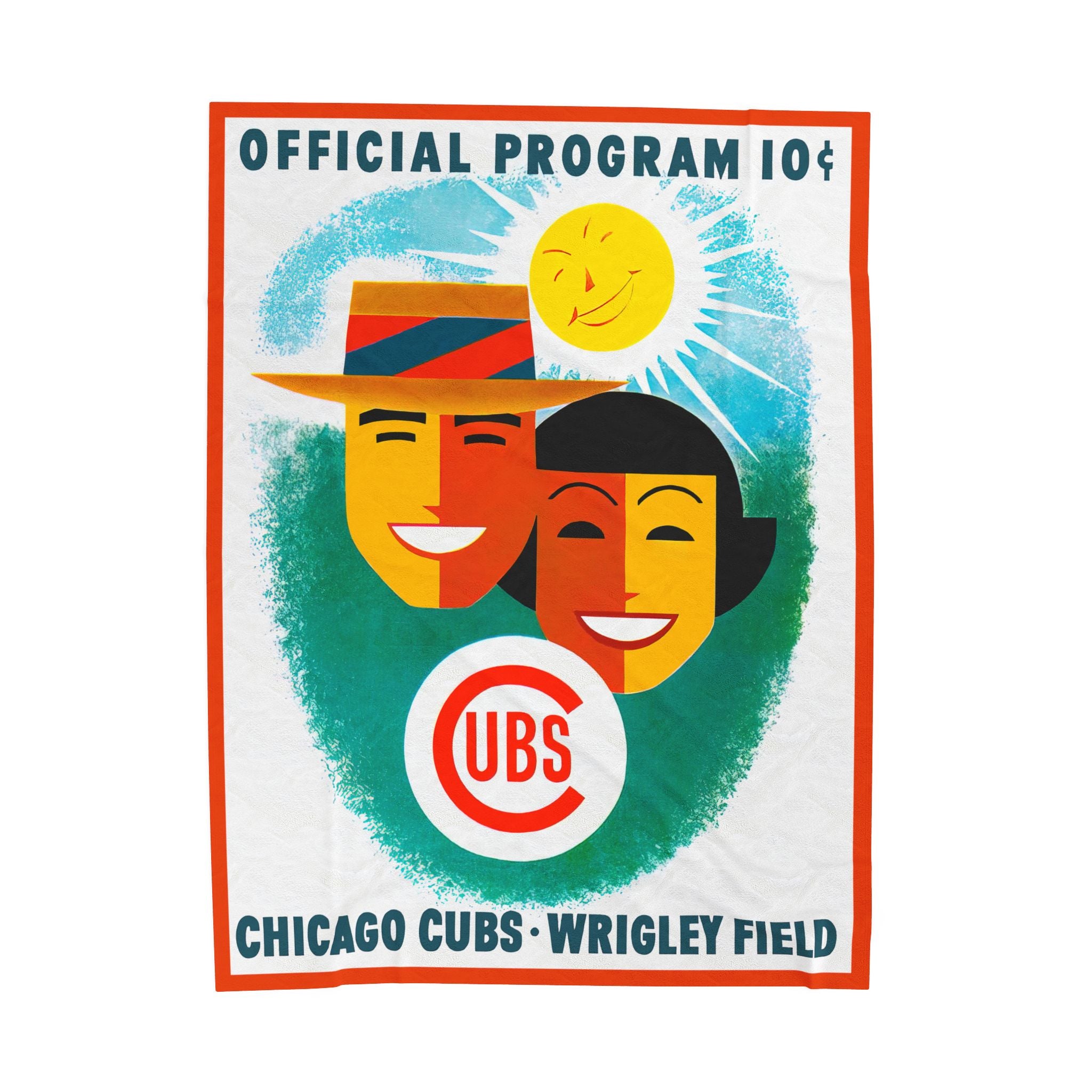 Chicago Cubs 1956 Vintage Program Cover Velveteen Plush Blanket