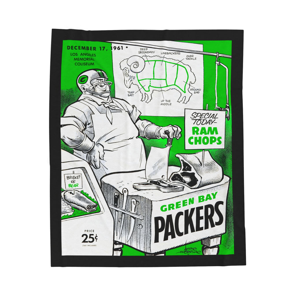 Throw Blanket, Green Bay Packer Los Angeles Rams 1961 Football Memorabilia, Football Sports Fan Gift, Cozy Bedspread, Game Day Couch Throw