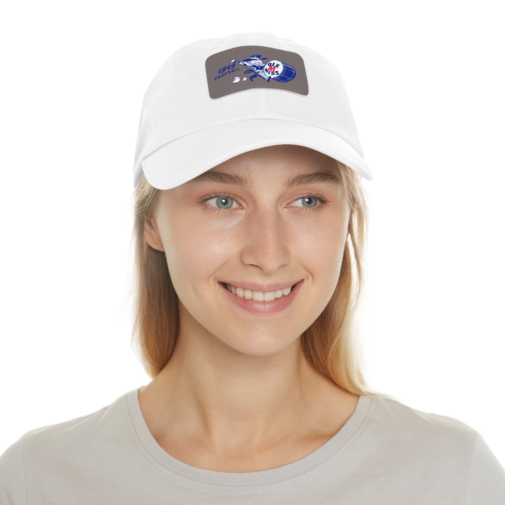 1949 Ole Miss Football - Dad Hat with Leather Patch (Rectangle)