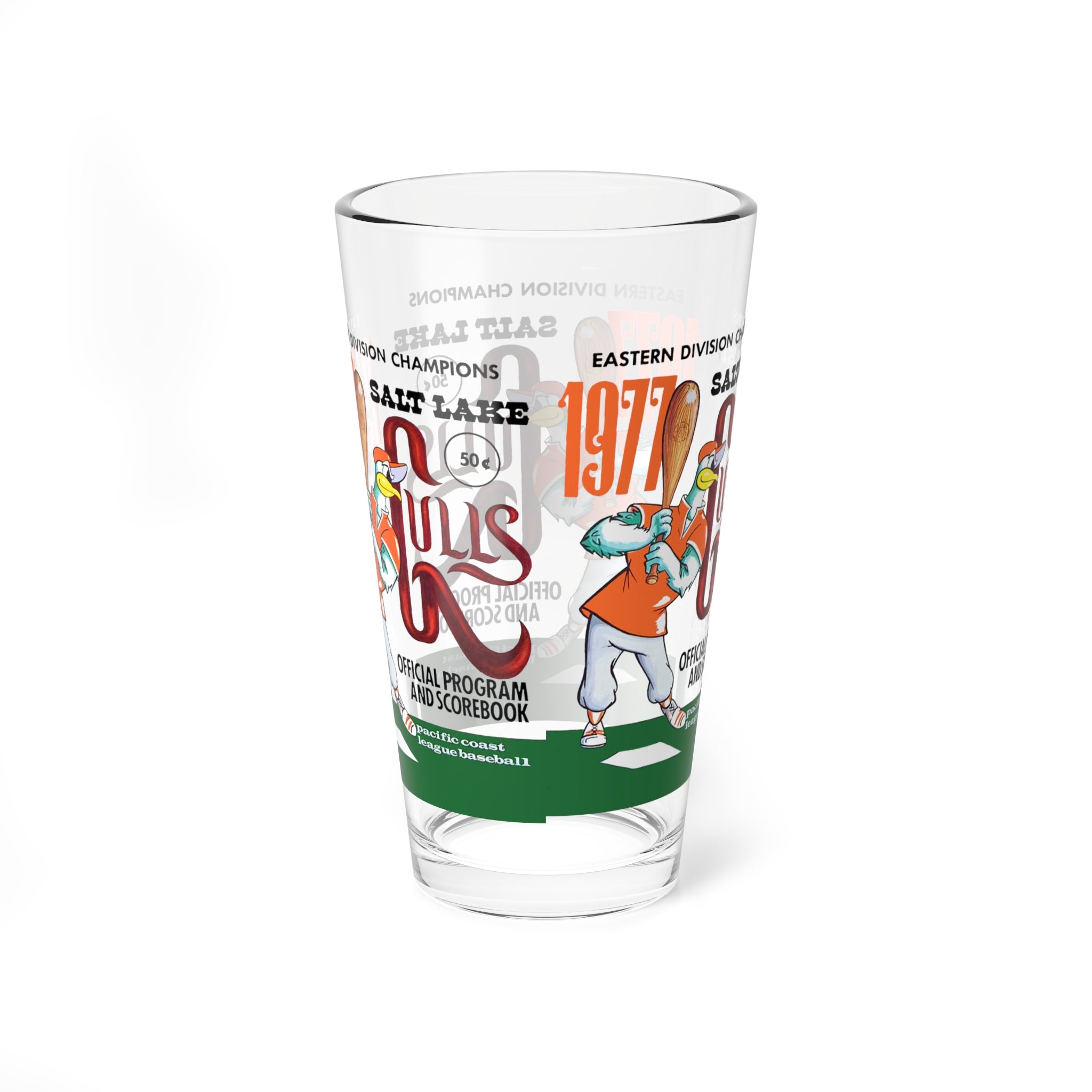 1977 Vintage Salt Lake City Gulls Baseball Program Cover -  Pint Glass, 16oz