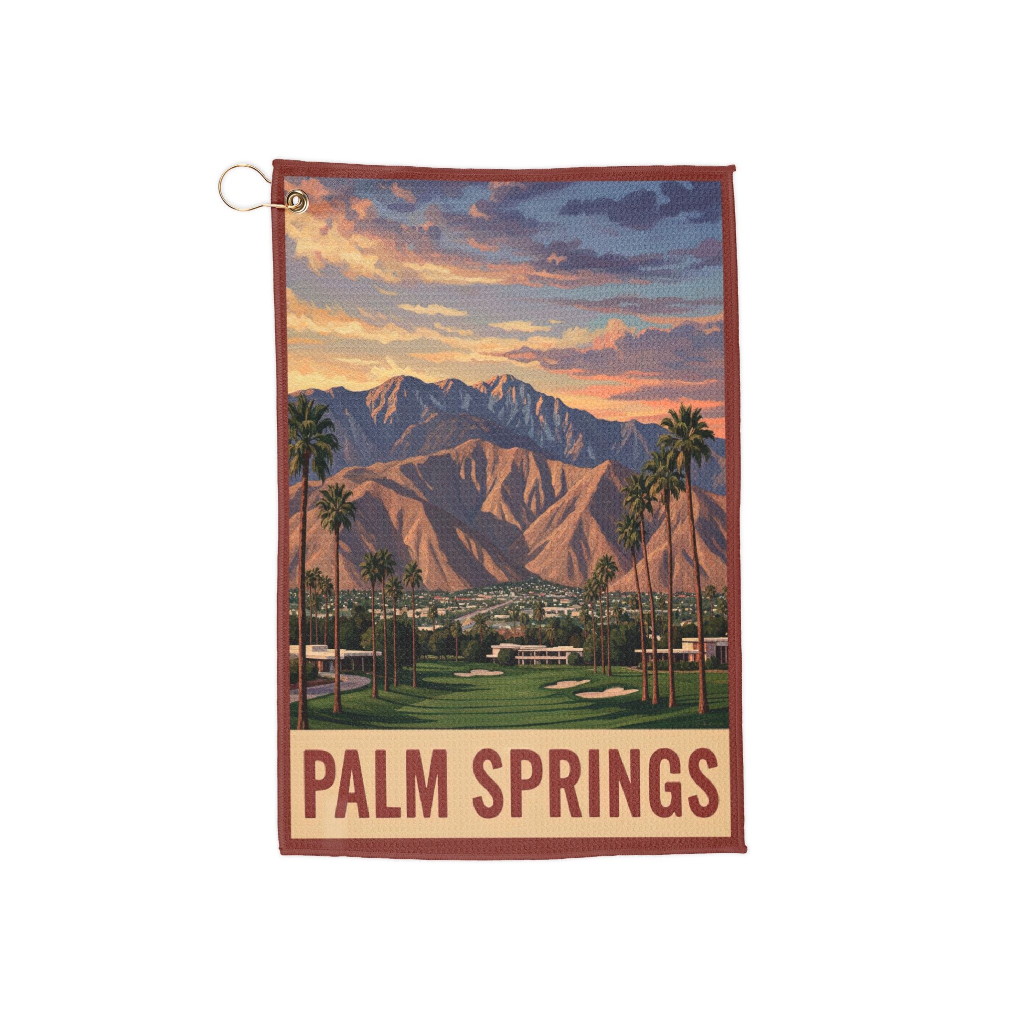 Palm Springs WPA Style Golf Towel | Retro Desert Palm Design