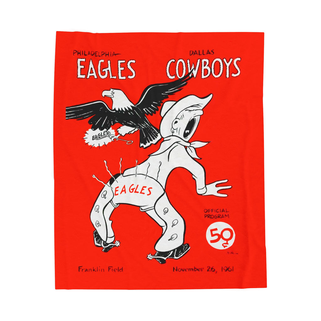 Vintage 1961 Dallas Cowboys vs Philadelphia Eagles Football Program Velveteen Plush Blanket
