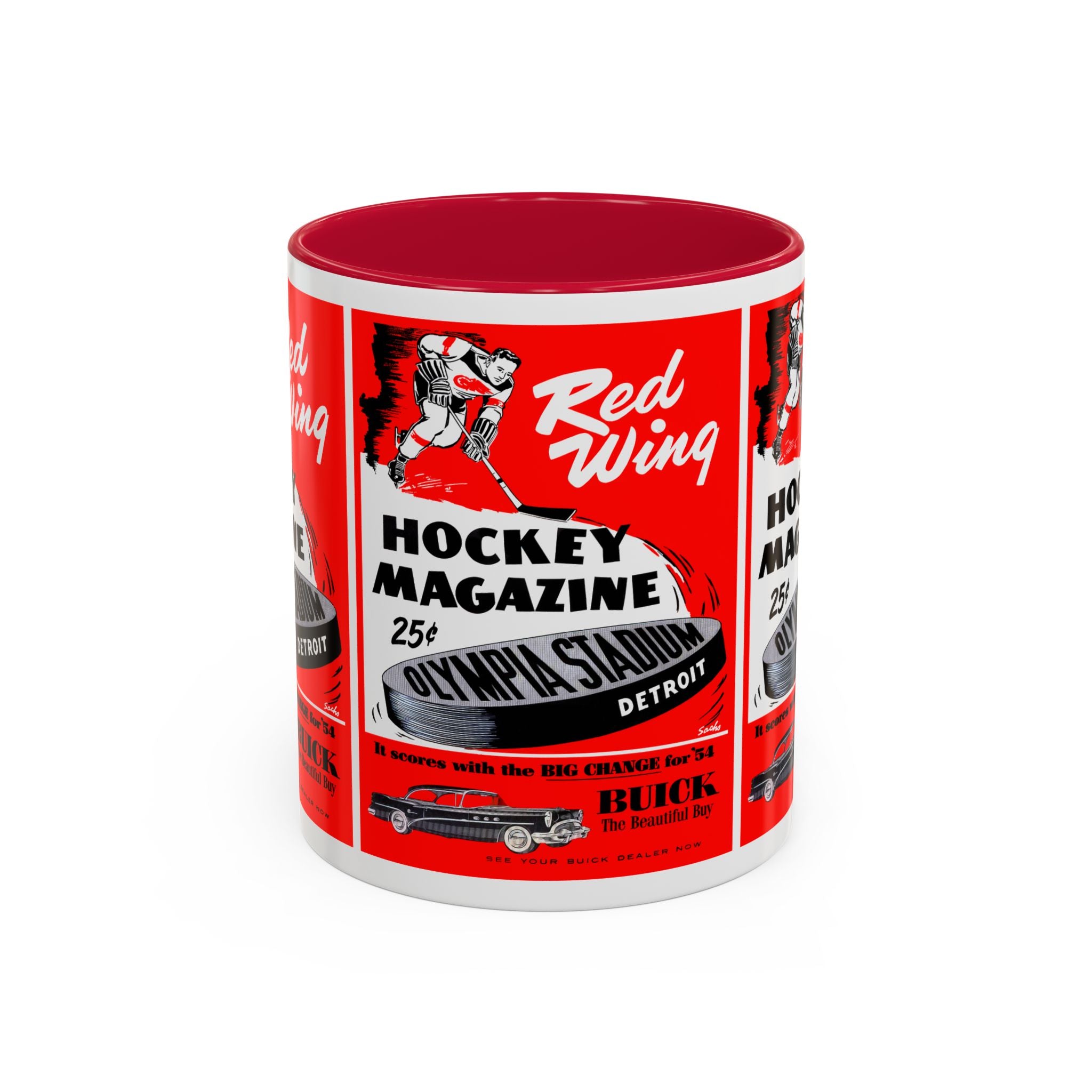 1954 Detroit Red Wings Hockey Program Cover 11oz Colorful Mug, Sports Fan Gift, Hockey Lover Mug