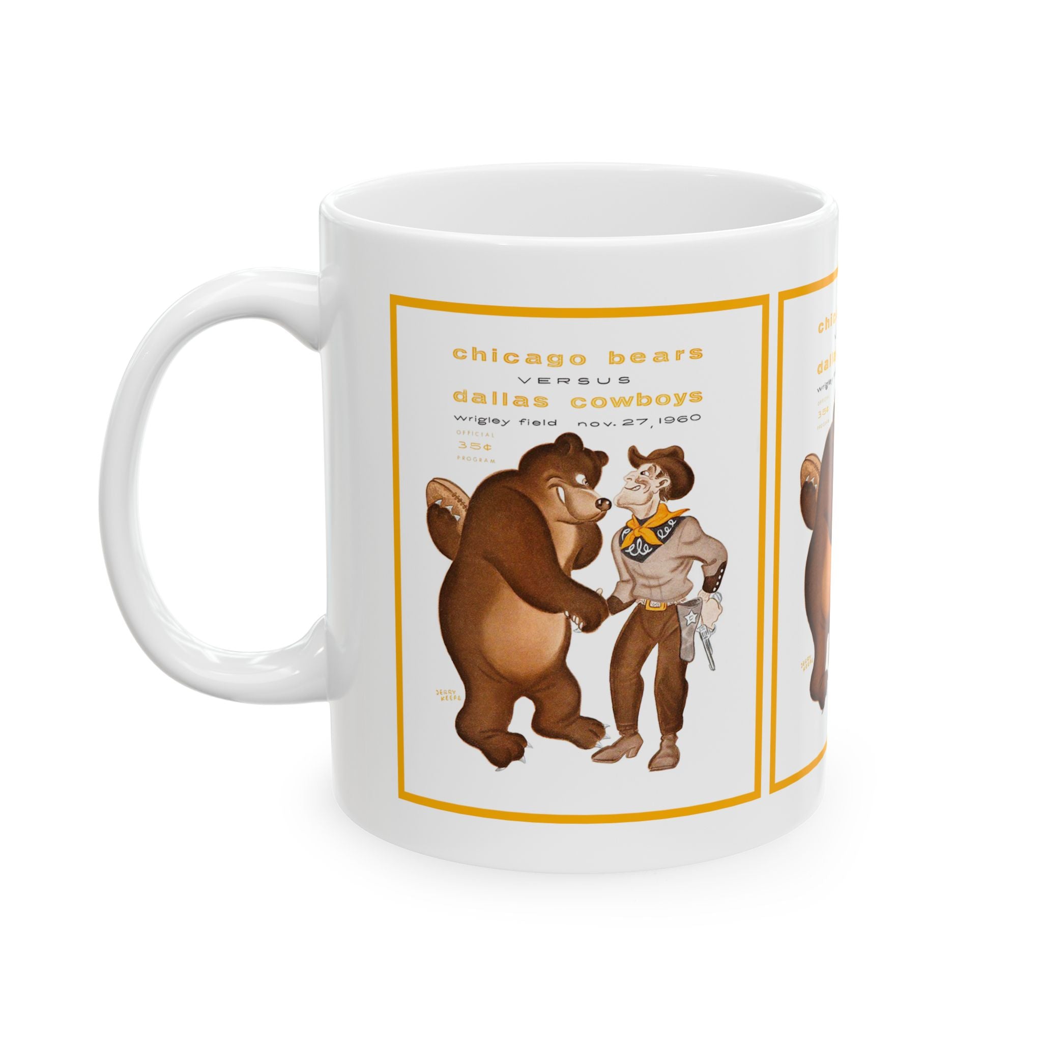 Football Bears Cowboys Ceramic Mug, 1960 Vintage Sports Fans Gift, Coffee Cup, Tea Mug, Team Spirit, Sports Memorabilia