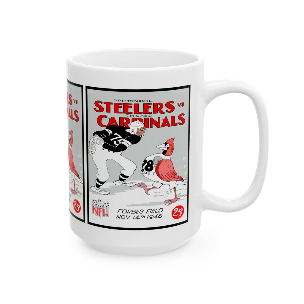 Vintage Football Ceramic Mug, 1948 Pittsburgh Steelers Chicago Cardinals, Coffee Cup, Sports Fan Gift, Retro Sports Mug, Football Team Mug,