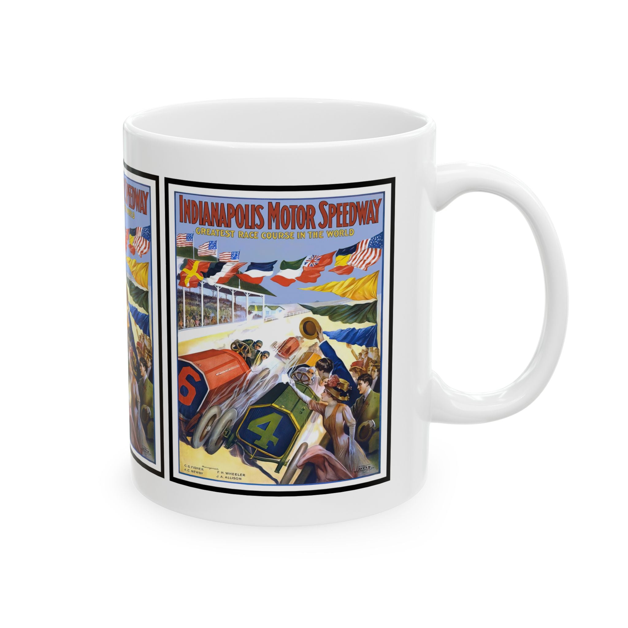 Vintage Indy 500 Ceramic Mug, Retro Racing Cup, Gift for Car Enthusiasts, Coffee Lover, Father's Day Present, Speedway Racing Fan, Vintage