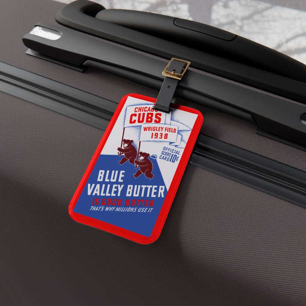 1938 Chicago Cubs 'Blue Valley Butter' Baseball Luggage Tag