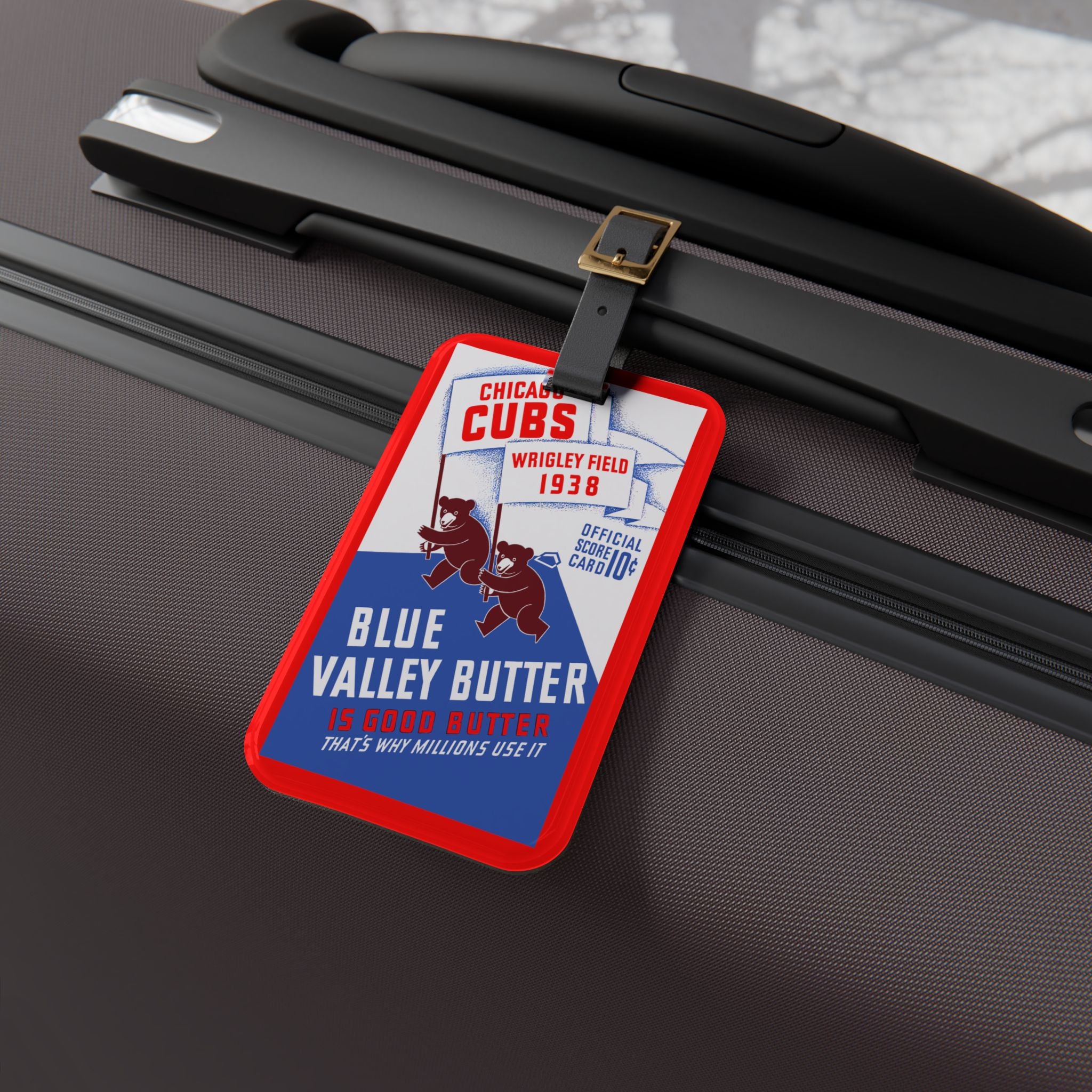 1938 Chicago Cubs 'Blue Valley Butter' Baseball Luggage Tag