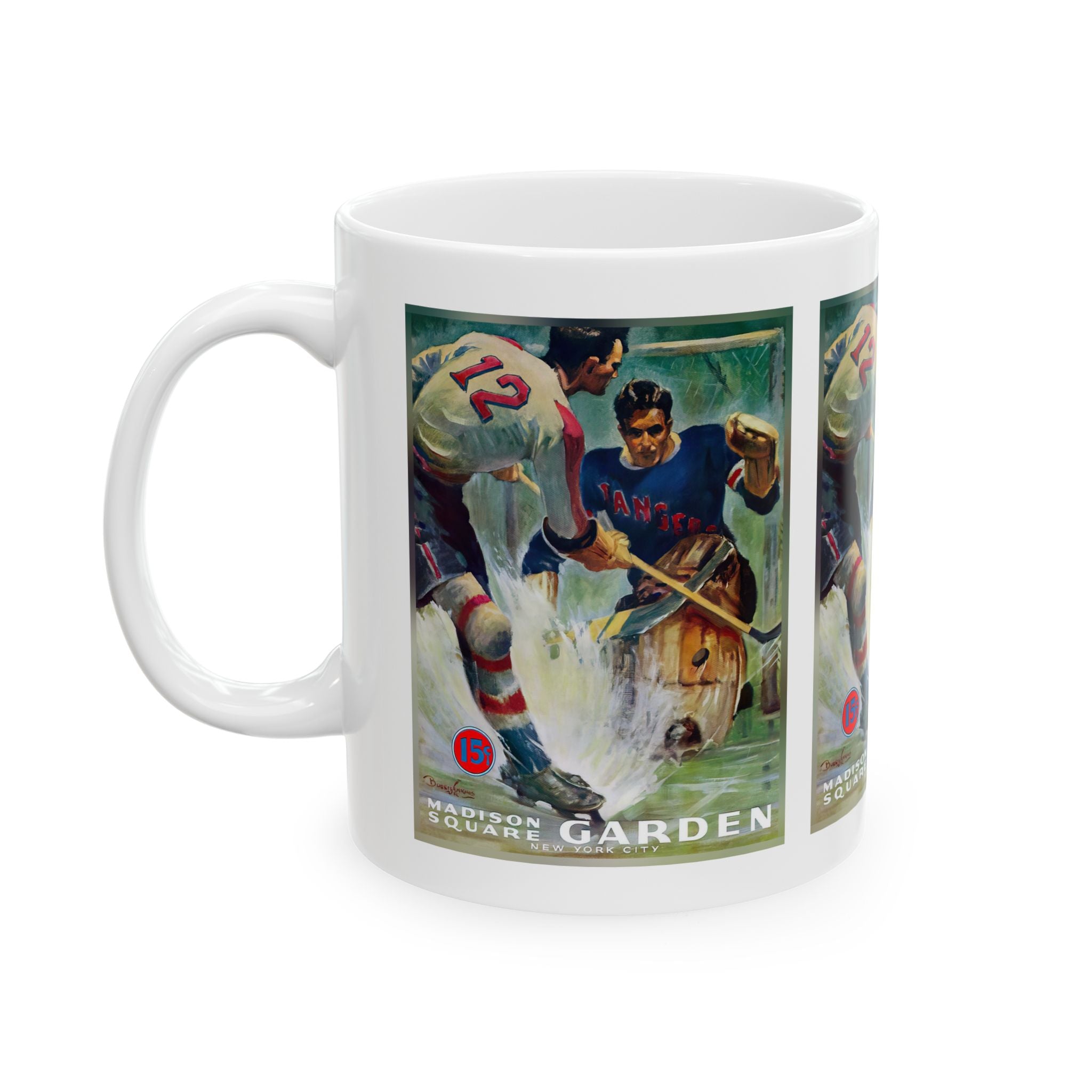 1940-1941 Vintage New York Americans - New York Rangers Hockey Program Cover - Ceramic Mug, 11oz, 15oz
