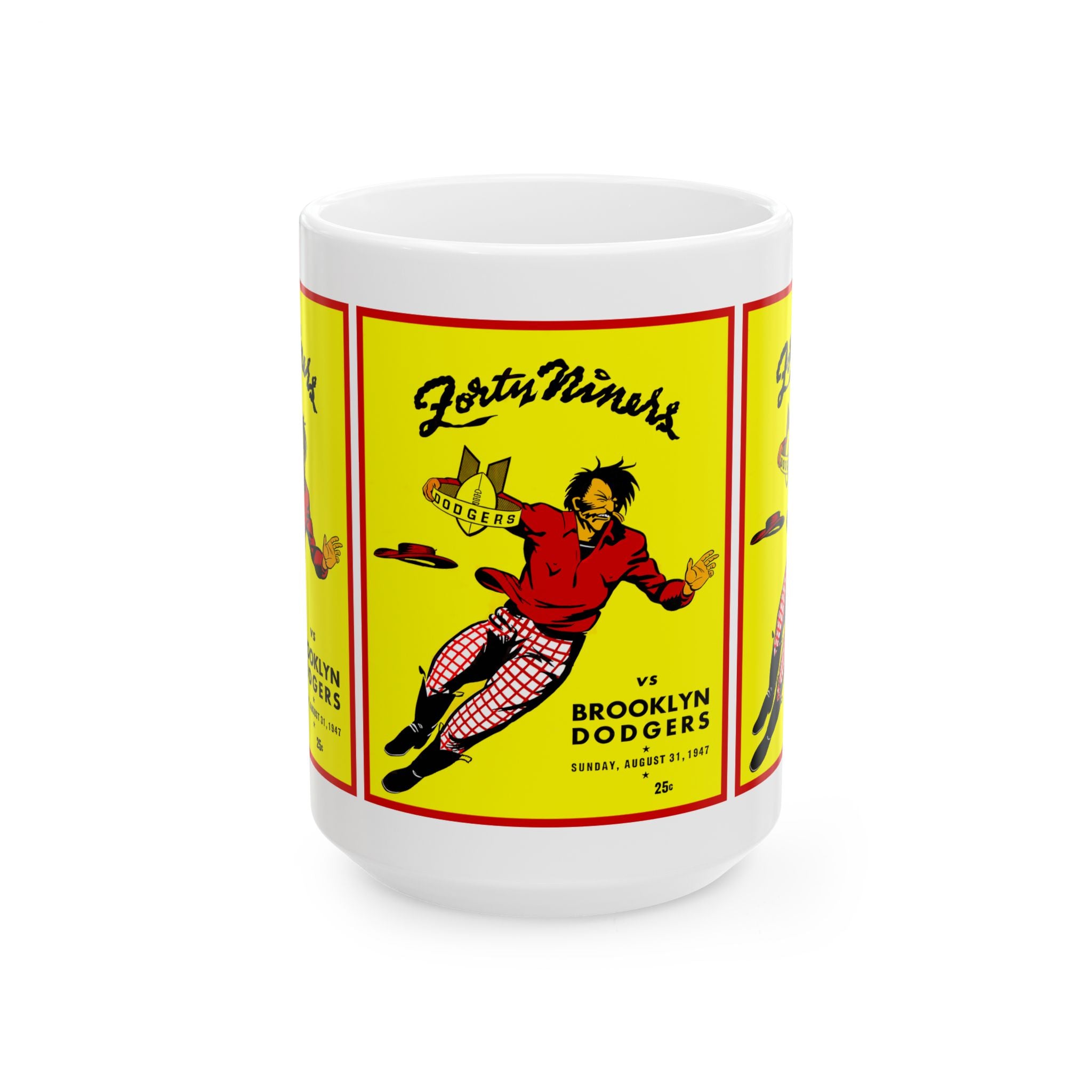 Football Ceramic Mug, Vintage 1947 San Francisco 49ers-Brooklyn Dodgers, Sports Fan Gift, Coffee Cup, Tea Mug, Sports Memorabilia, Gift for