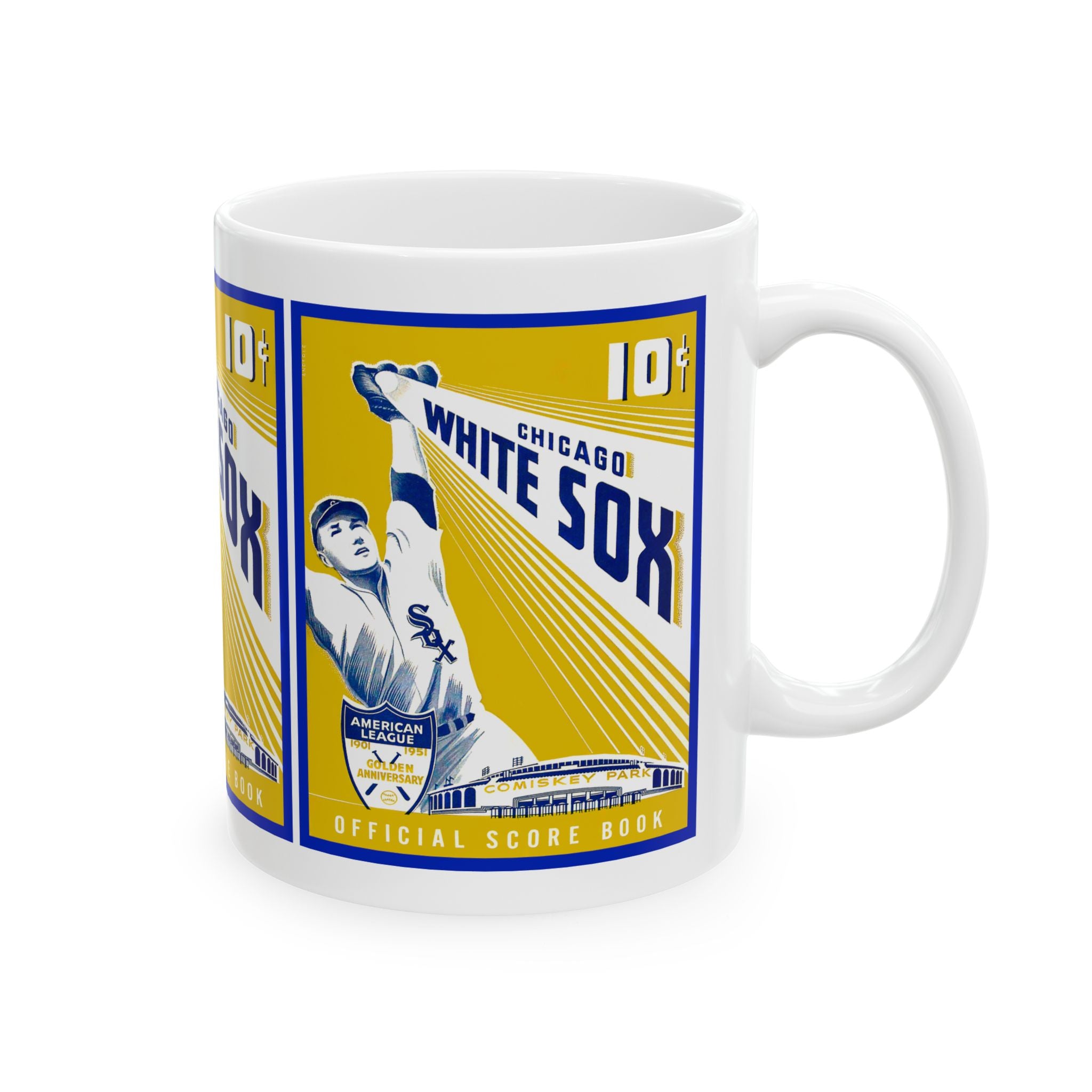 Vintage 1951 Chicago White Sox Golden Anniversary Ceramic Mug, 11oz - Retro Baseball Fan Gift, Sports Memorabilia, Coffee Cup, Home Kitchen