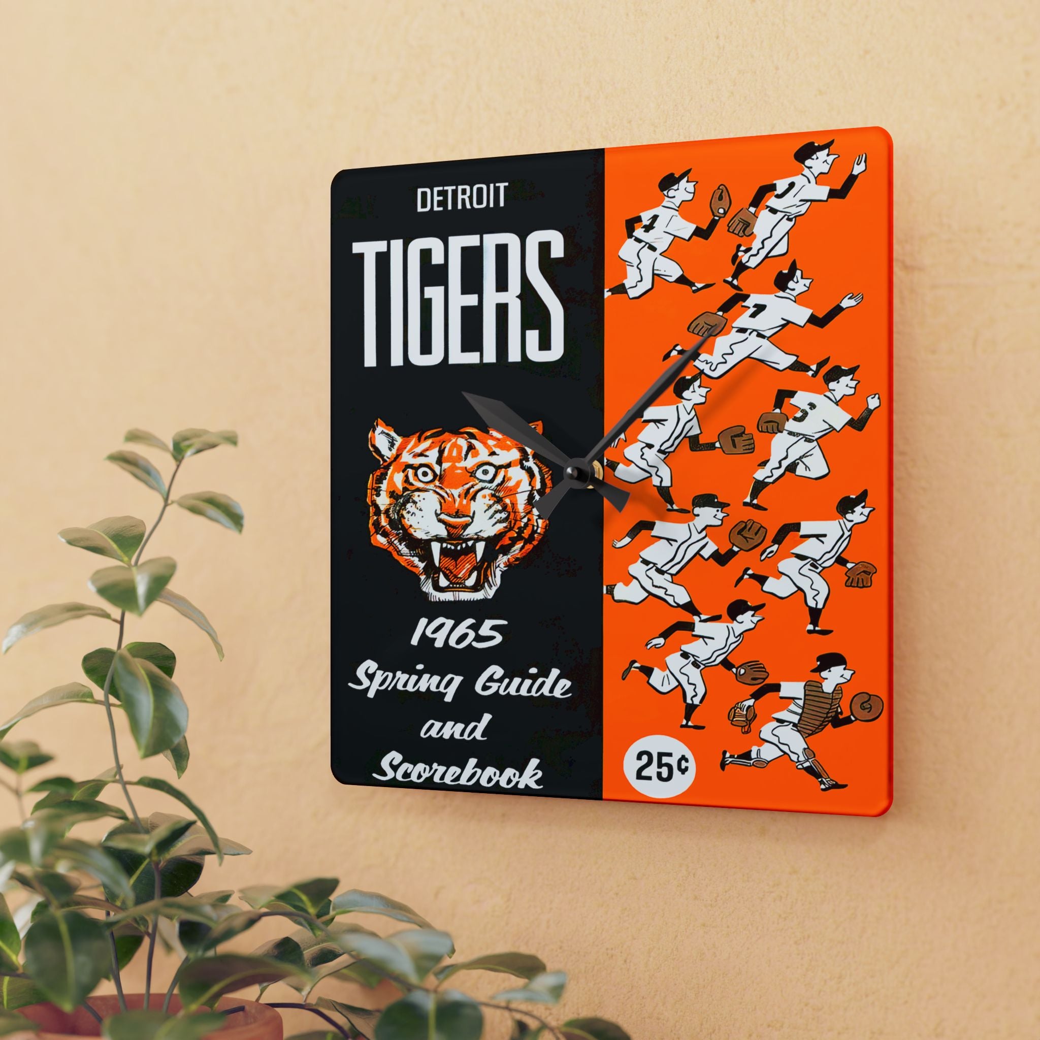 1965 Vintage Detroit Tigers Spring Guide Scorecard Cover - Acrylic Wall Clock