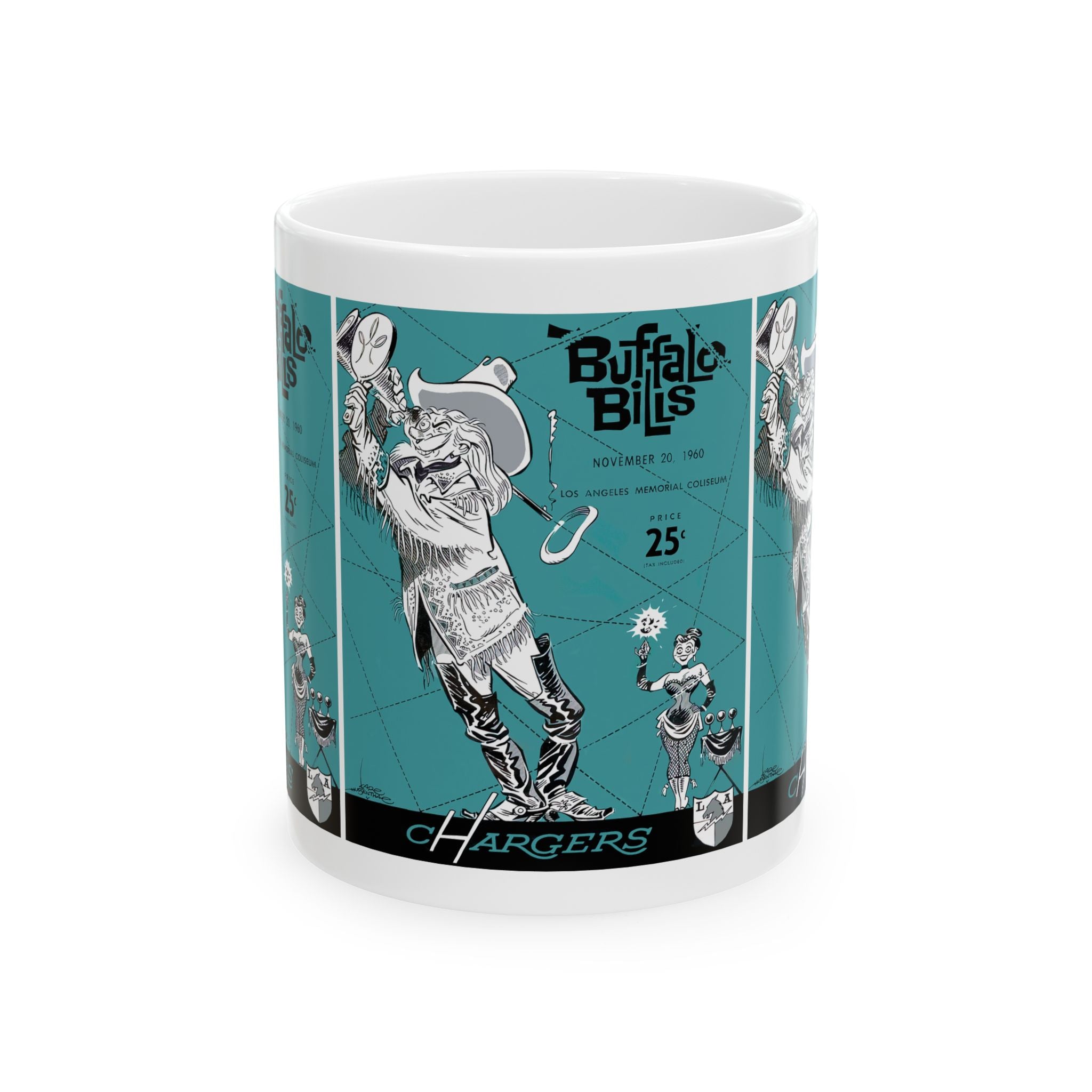 Football Charges Buffalo Bills Ceramic Mug, 1960 Vintage Sports Fan Gift, Coffee Cup, Tea Mug, Sports Memorabilia, Buffalo Bills Football