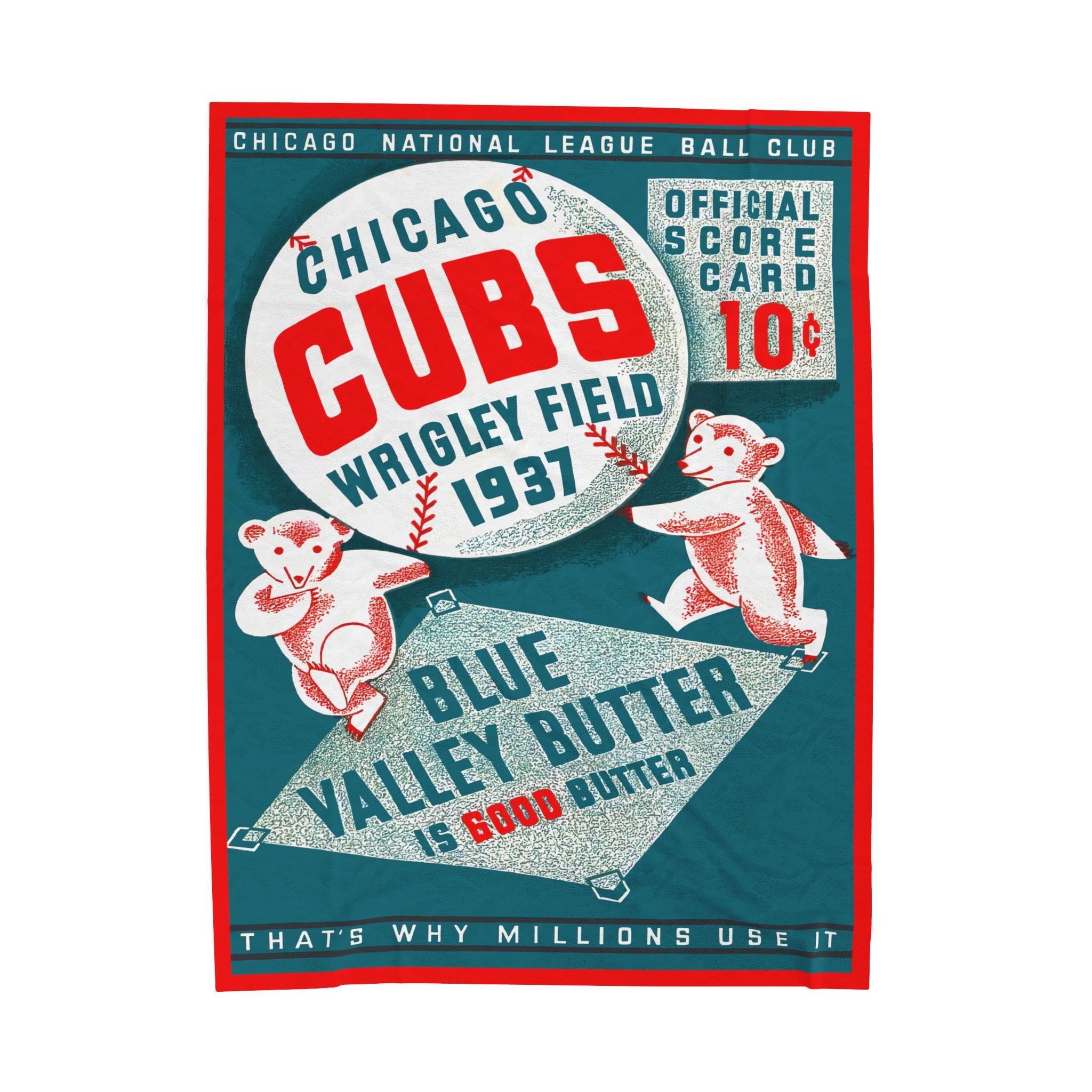 Velveteen Plush Blanket, 1937 Chicago Cubs Baseball Throw, Gift for Baseball Fans, Cozy Sports Blanket, Baseball Blanket, Cubs Fan Gift,