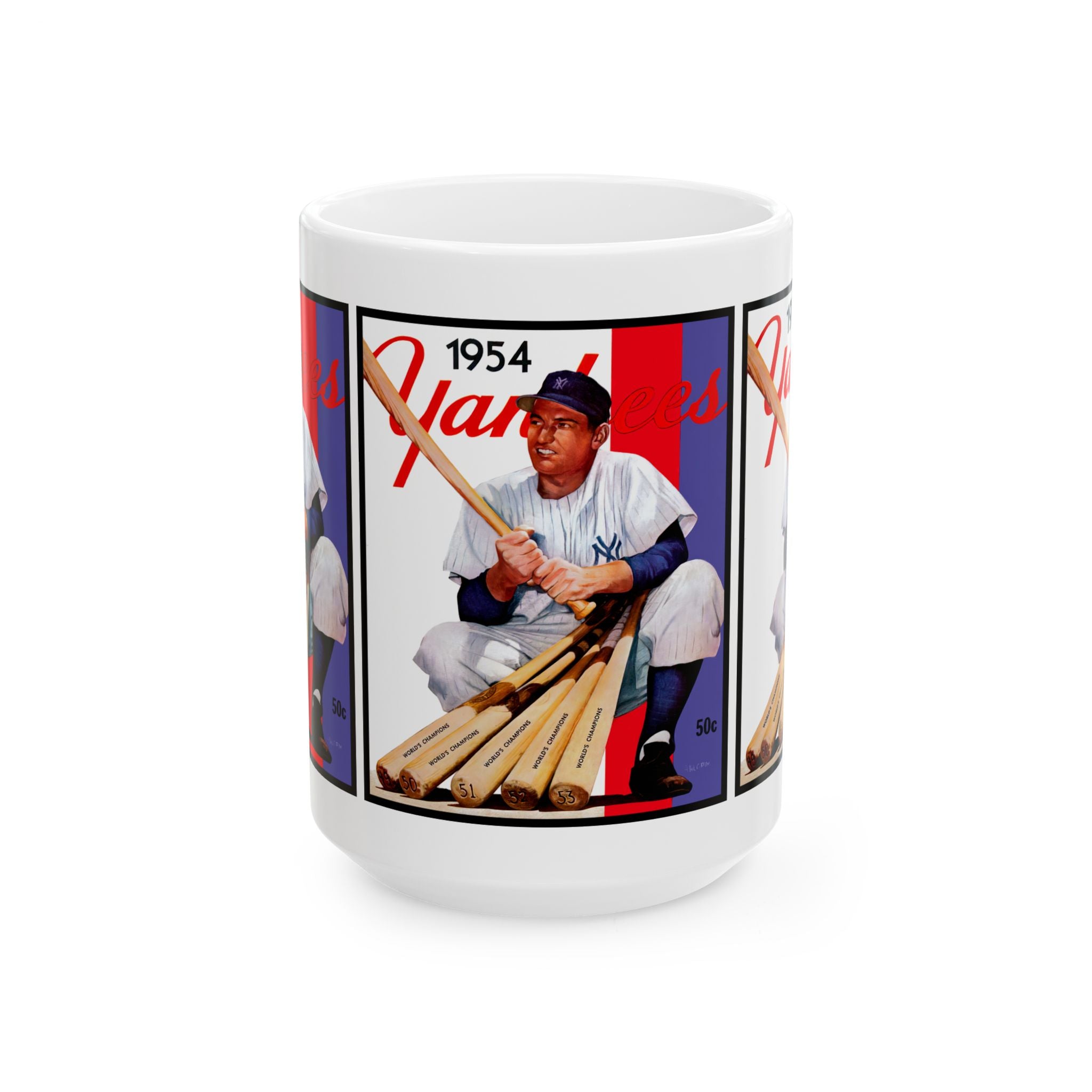 Vintage Baseball Ceramic Mug, 11oz, 15oz - 1954 New York Yankees, Gift for Sports Fans, Baseball Collectible, Baseball Fan Gift, Coffee Mug