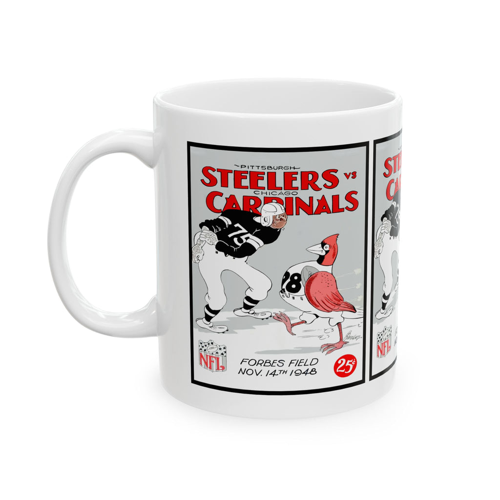Vintage Football Ceramic Mug, 1948 Pittsburgh Steelers Chicago Cardinals, Coffee Cup, Sports Fan Gift, Retro Sports Mug, Football Team Mug,