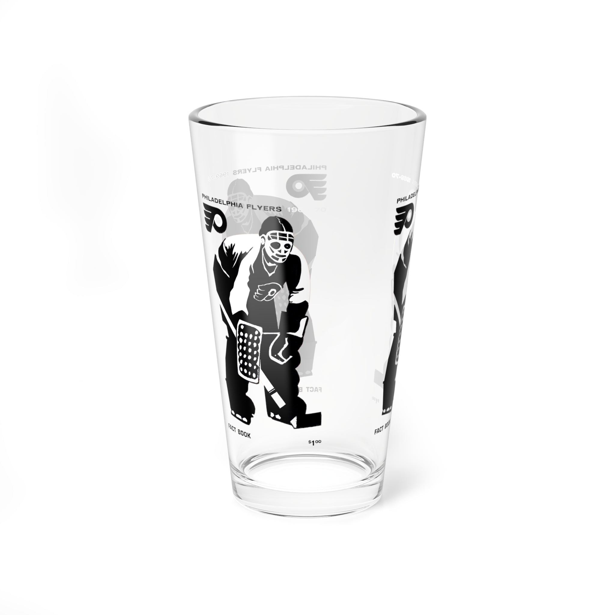 1969-1970 Vintage Philadelphia Flyers Hockey Media Guide Cover -  Pint Glass, 16oz
