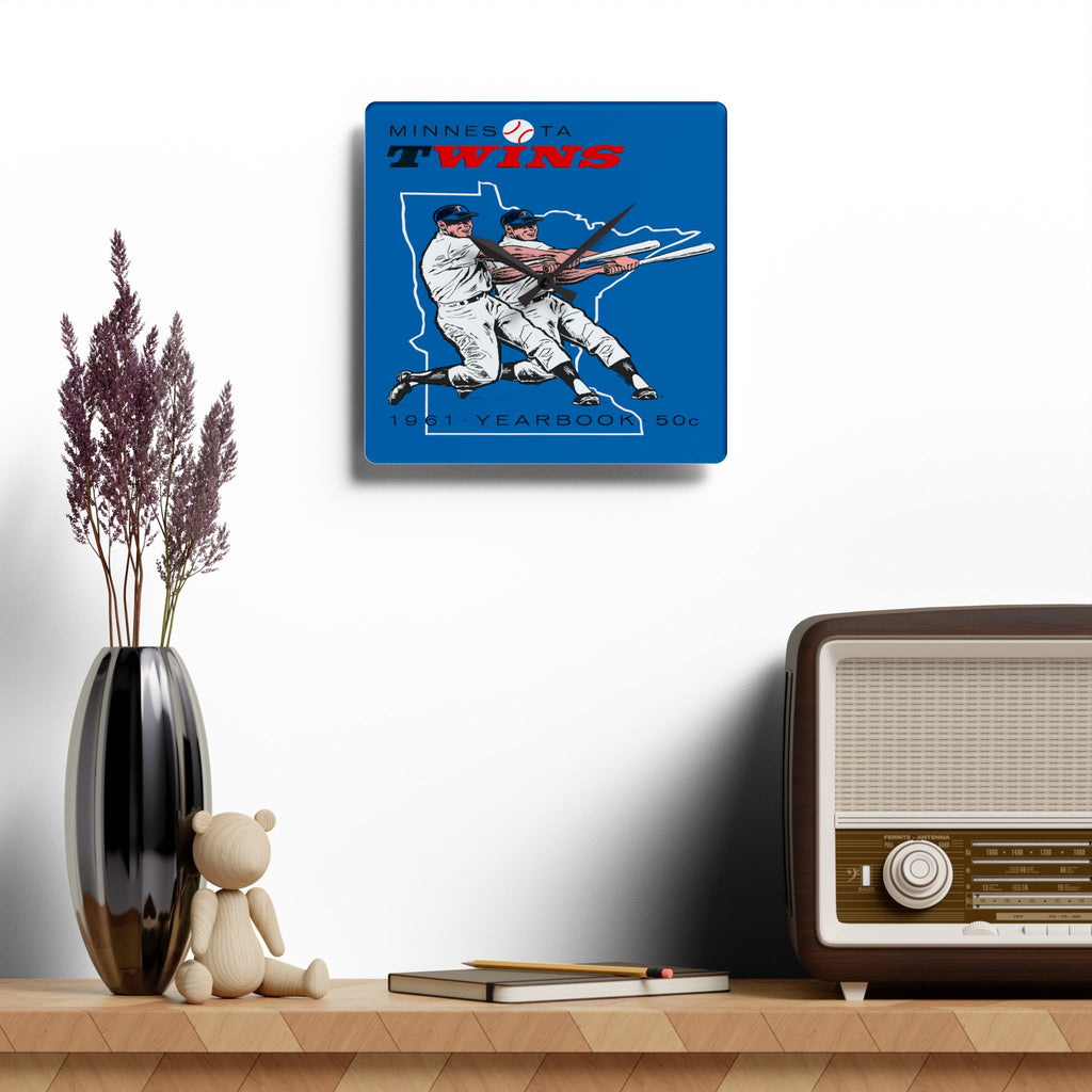 1961 Vintage Minnesota Twins Baseball Yearbook Cover - Acrylic Wall Clock