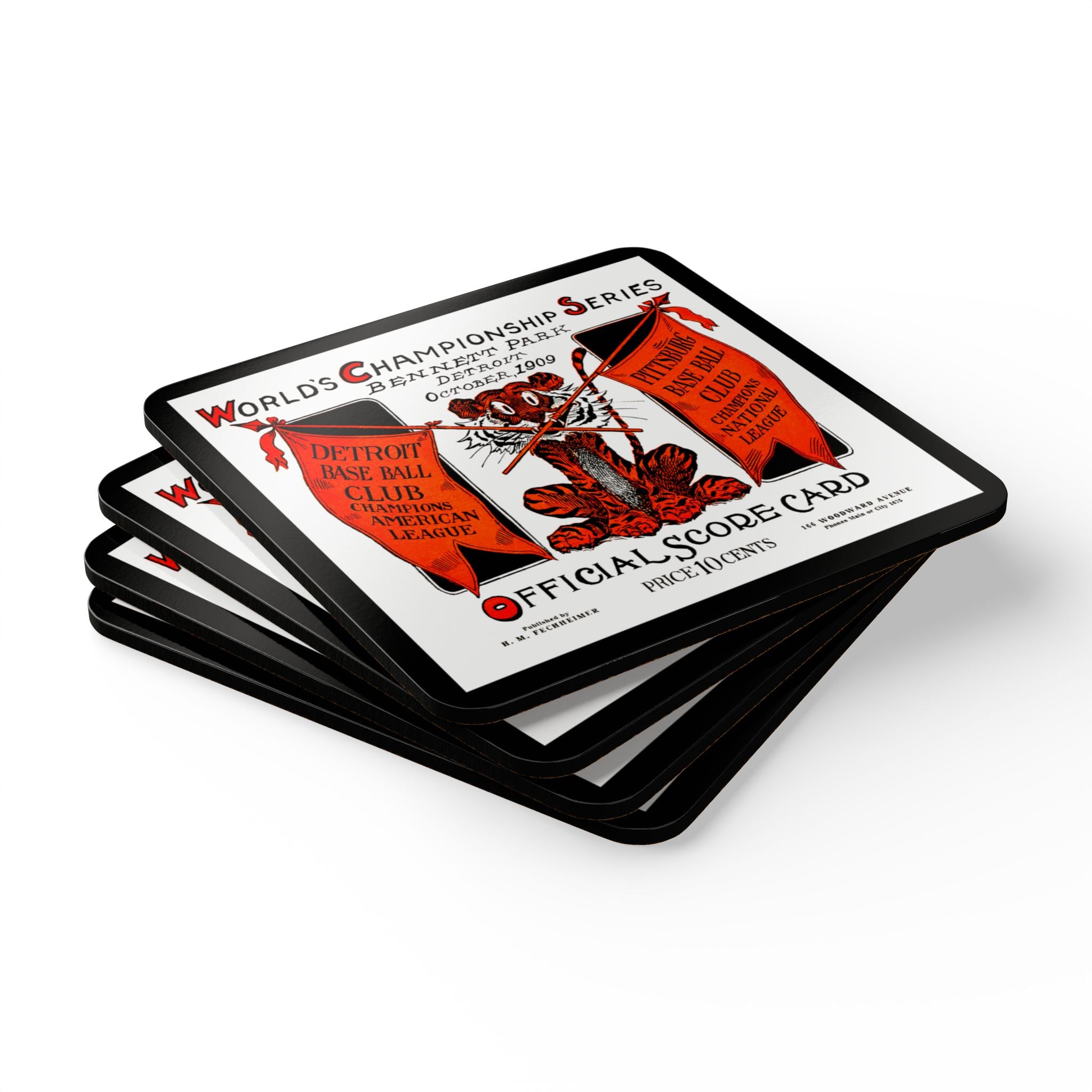 Baseball 1909 World Series Coaster Tigers Pirates Memorabilia, Sports Coaster, Sports Fan Gift, Baseball Collectibles, Kitchen Decor