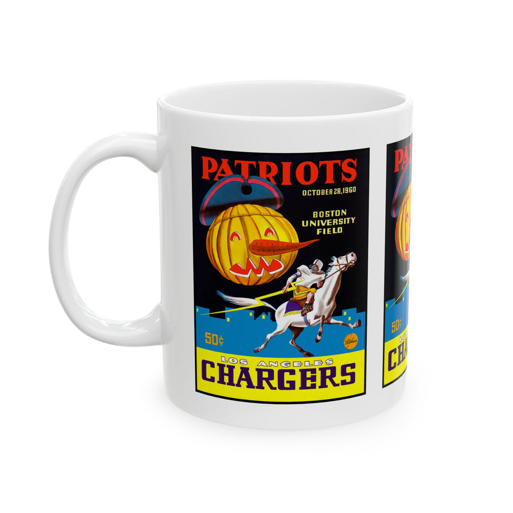 1960 Vintage Los Angeles Chargers - Boston Patriots Football Program Cover - Ceramic Mug, 11oz