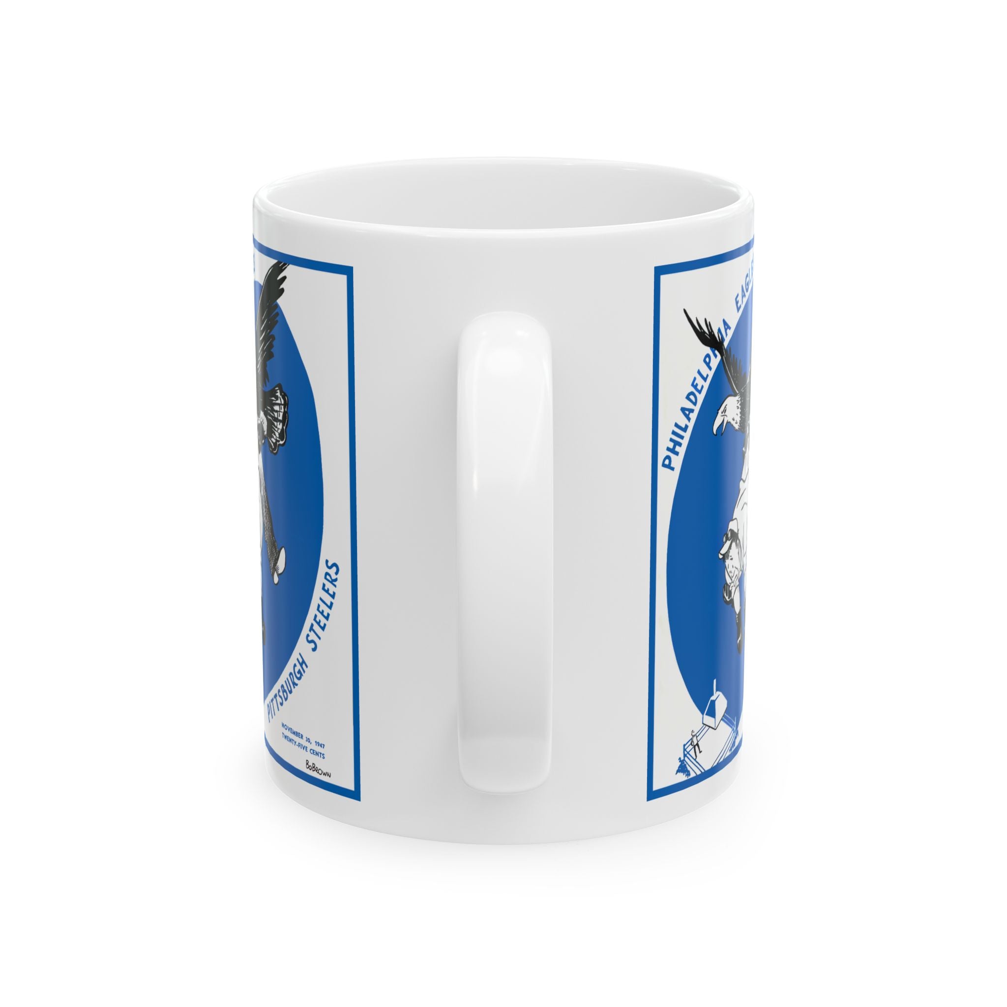 Vintage Football Ceramic Mug, 1947 Philadelphia Eagles Pittsburgh Steelers, Sports Fan Coffee Cup, Football Memorabilia Gift, Football Mug,