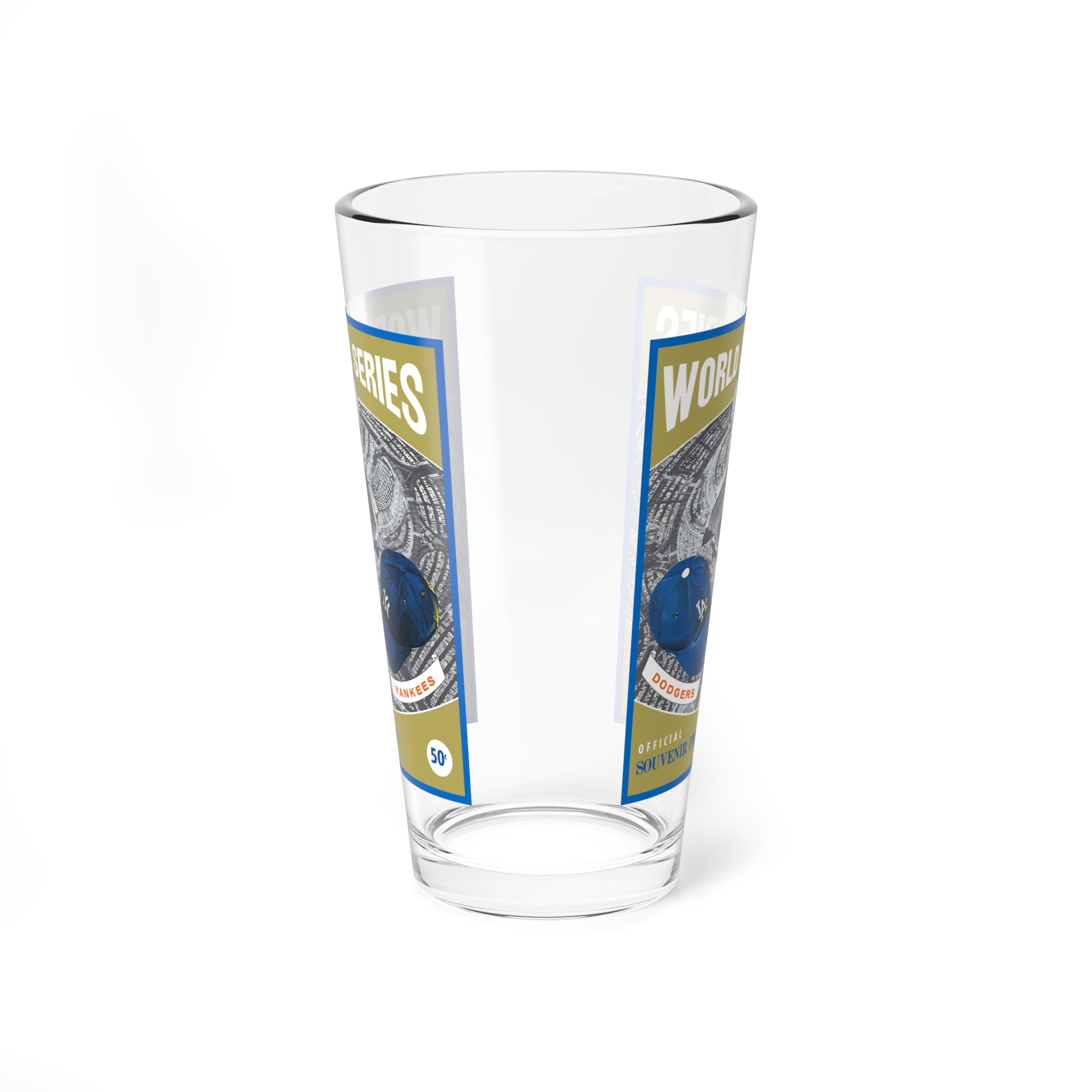 1962 Dodgers vs Yankees World Series Mixing Glass — 16oz - Phantom Program Cover