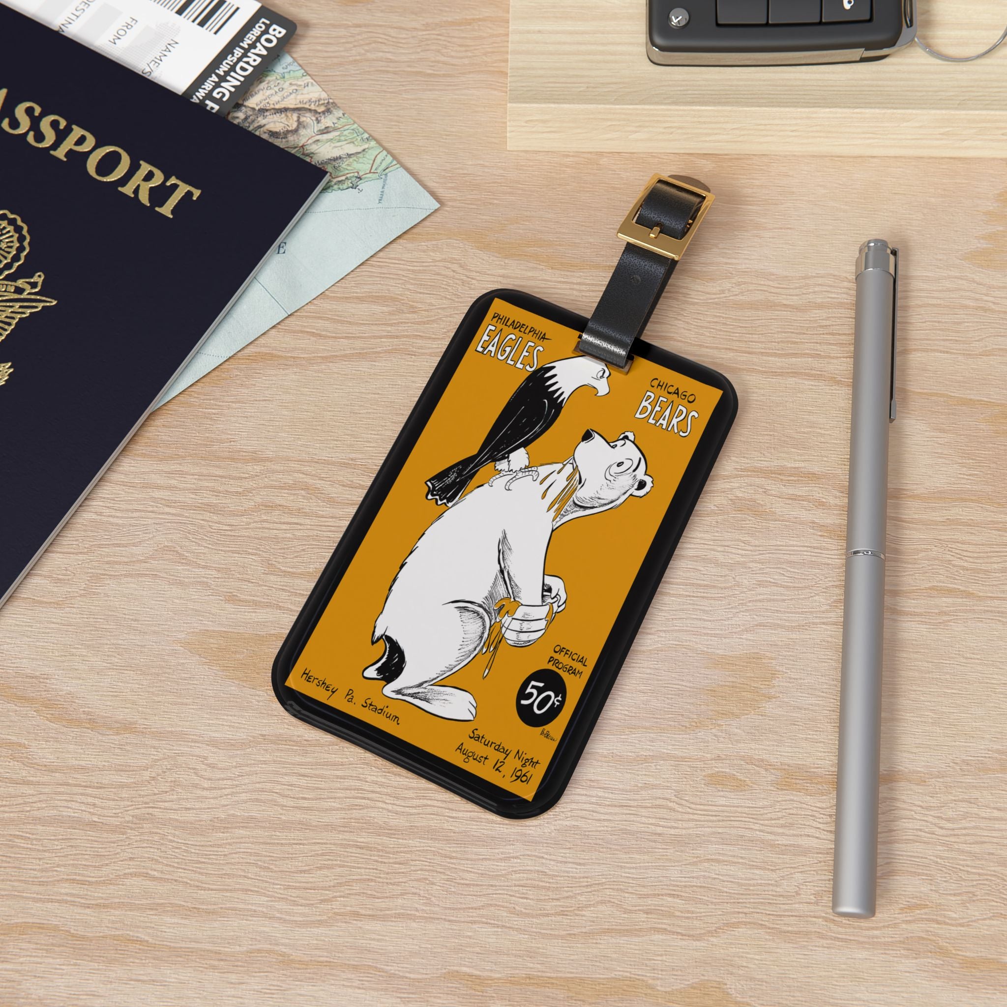1961 Philadelphia vs Chicago Football Luggage Tag | Vintage Football Team Travel ID