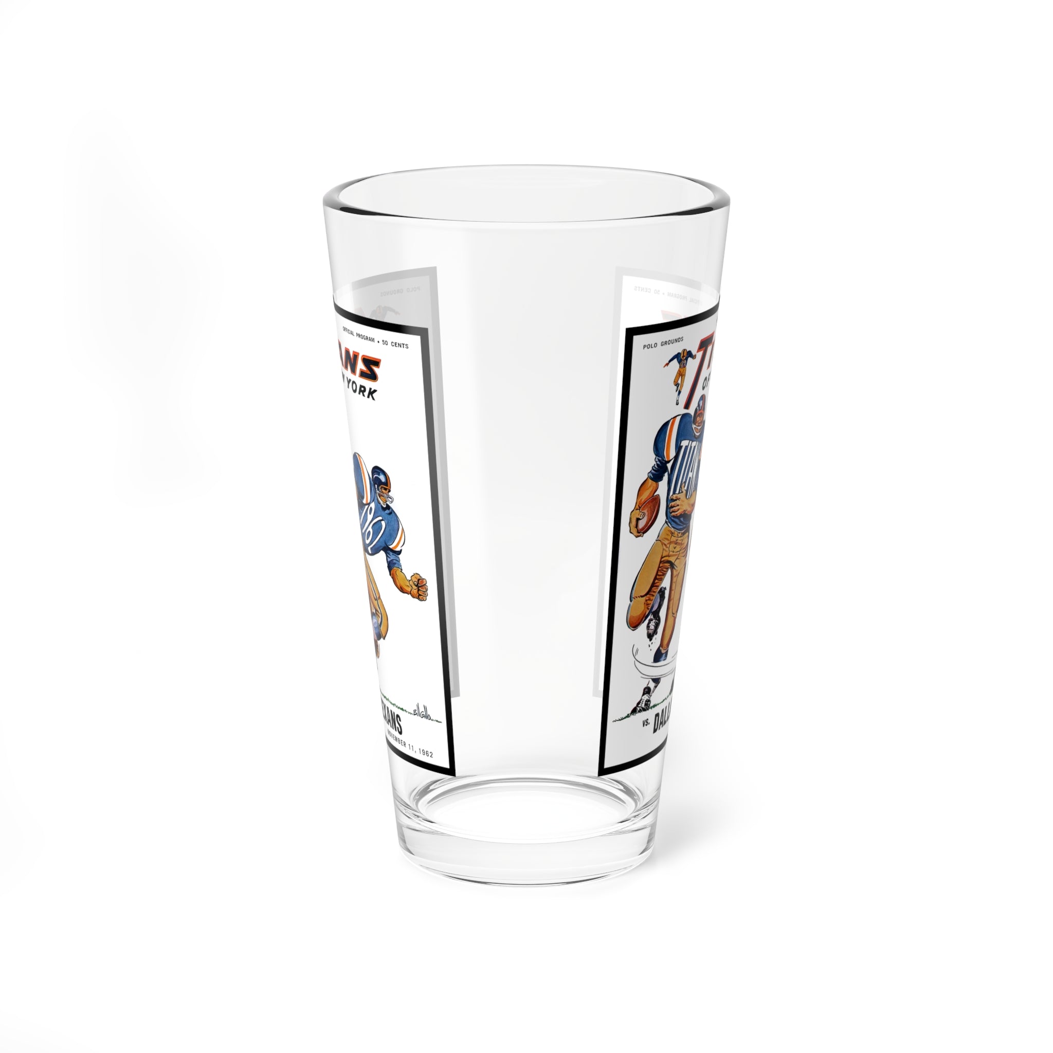 Mixing Glass, 16oz - 1962 Football New York Titans-Dallas Texans, Football Fan Gift, Sports Barware, Retro Football Decor, Vintage Game Day