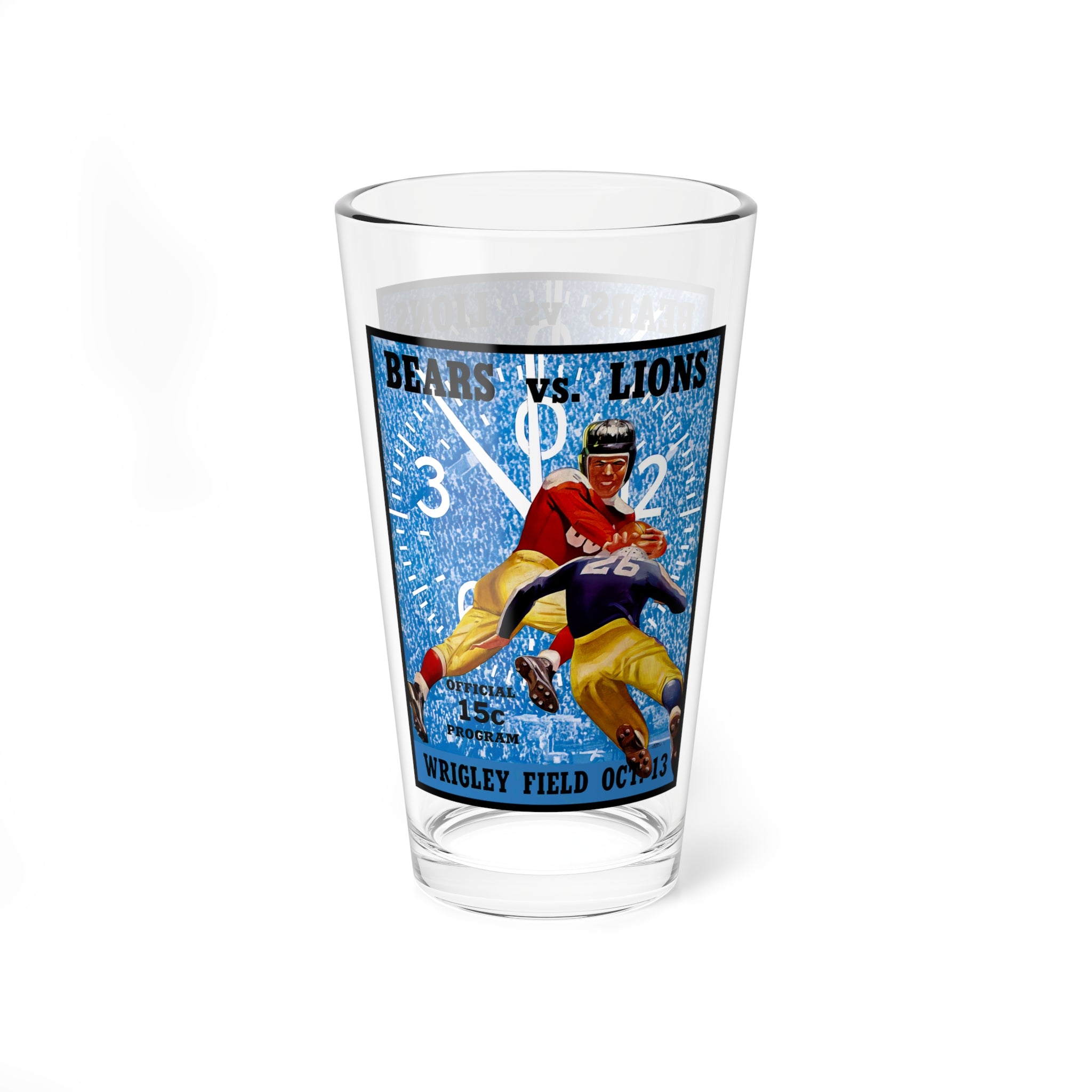 Mixing Glass, 16oz - Vintage 1940 Football Chicago Bears-Detroit Lions, Game Day Drinkware, Sports Fan Gift, Barware, Beer Glass, Tailgating
