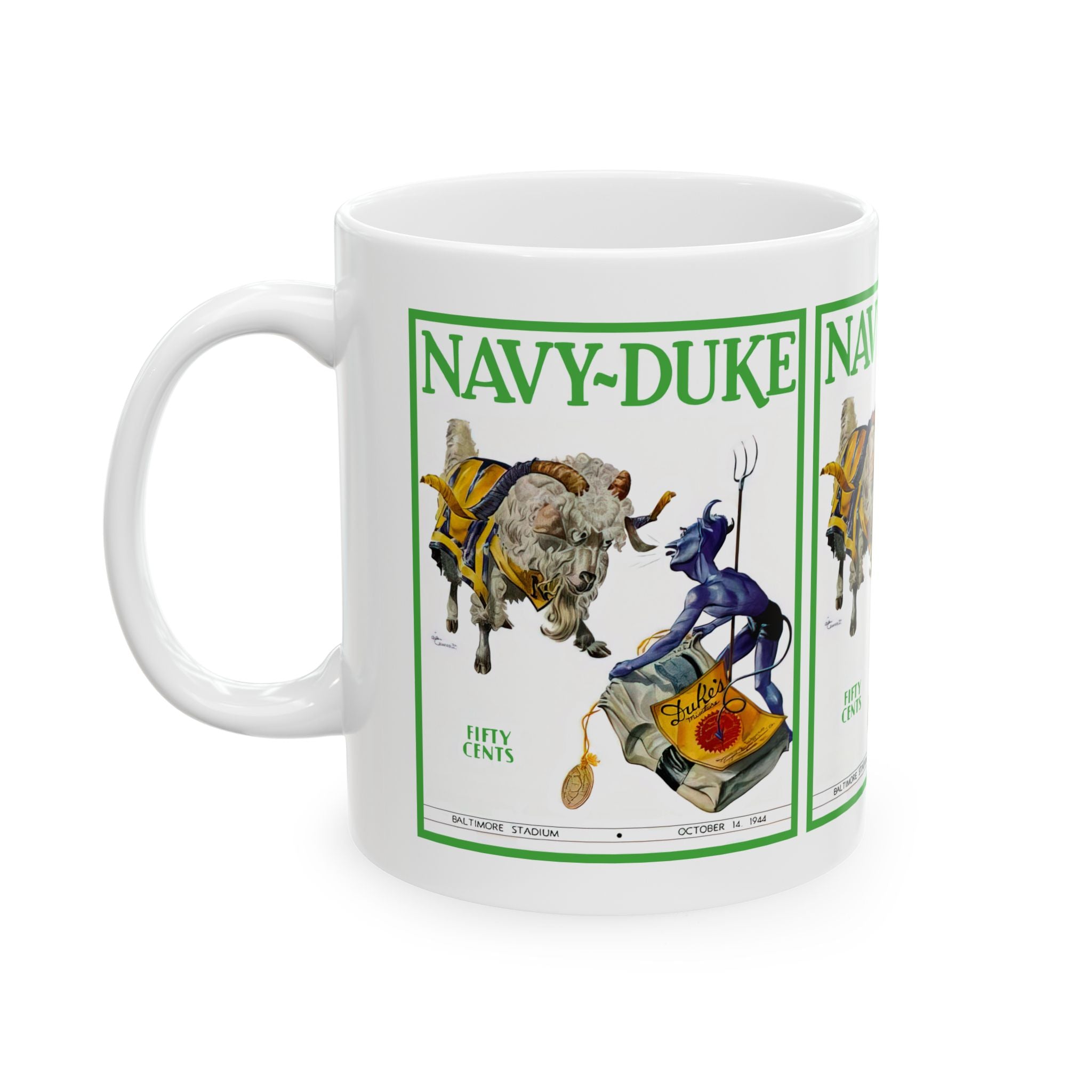Vintage 1944 Football Duke-Navy Ceramic Mug, Sports Fan Gift, Retro College Football Cup, Unique Father's Day Present, Coffee Mug for Him,