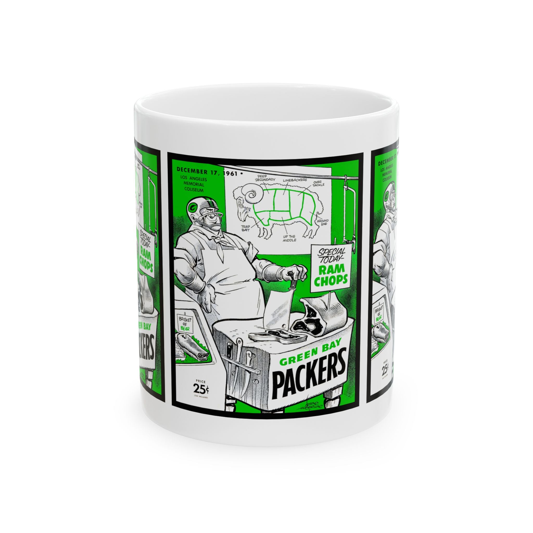 1961 Vintage Green Bay Packers - Los Angeles Football Program Cover - Ceramic Mug, 11oz