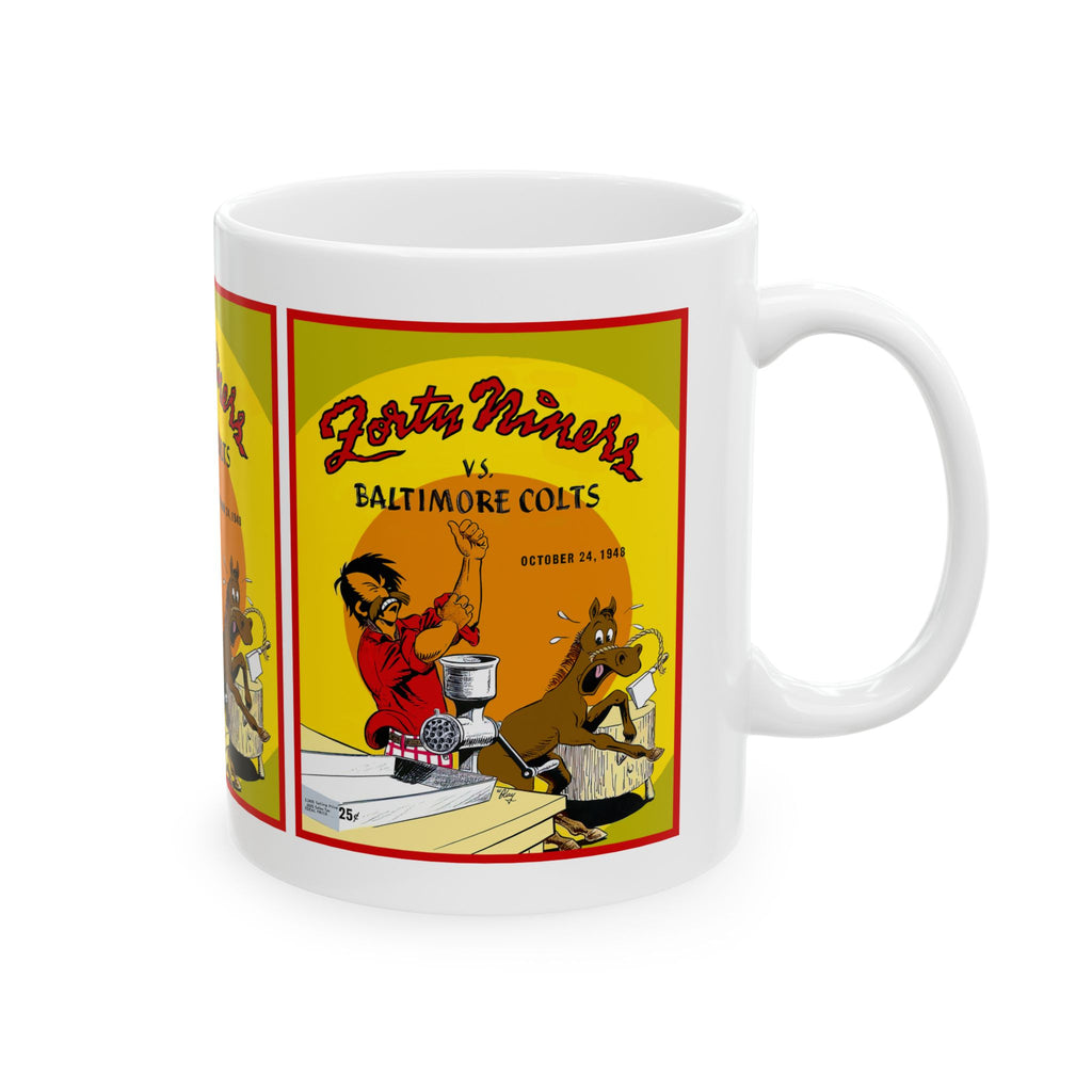 Vintage 1948 Football Ceramic Mug, San Francisco 49ers Baltimore Colts Fan Gift, 11oz, 15oz, Team Coffee Cup, Retro Football Memorabilia,