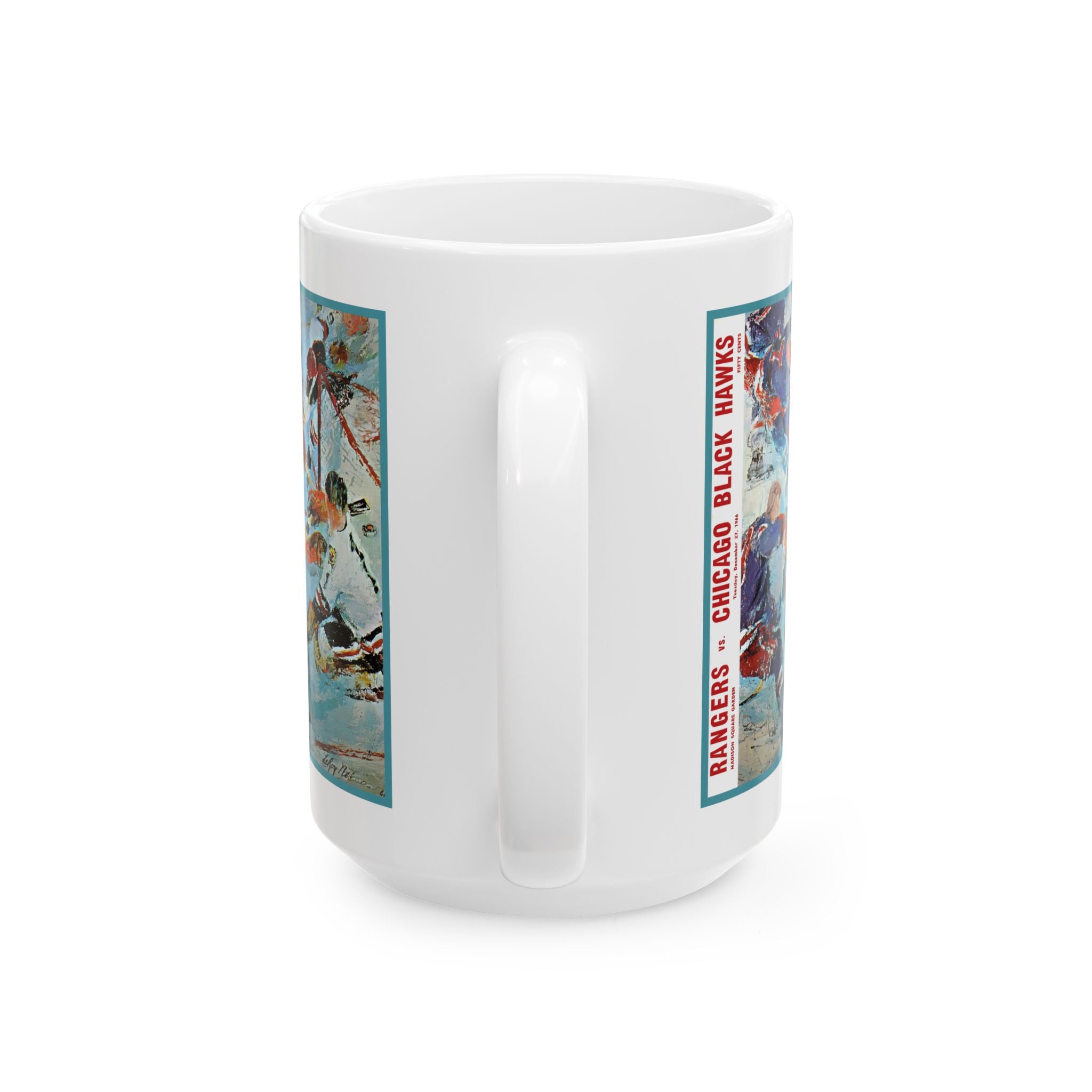Vintage Hockey Ceramic Mug, 11oz, 15oz - 1966-1967 New York Rangers - Chicago Blackhawks Cup, Sports Fan Gift, Hockey Lover Present, Retro