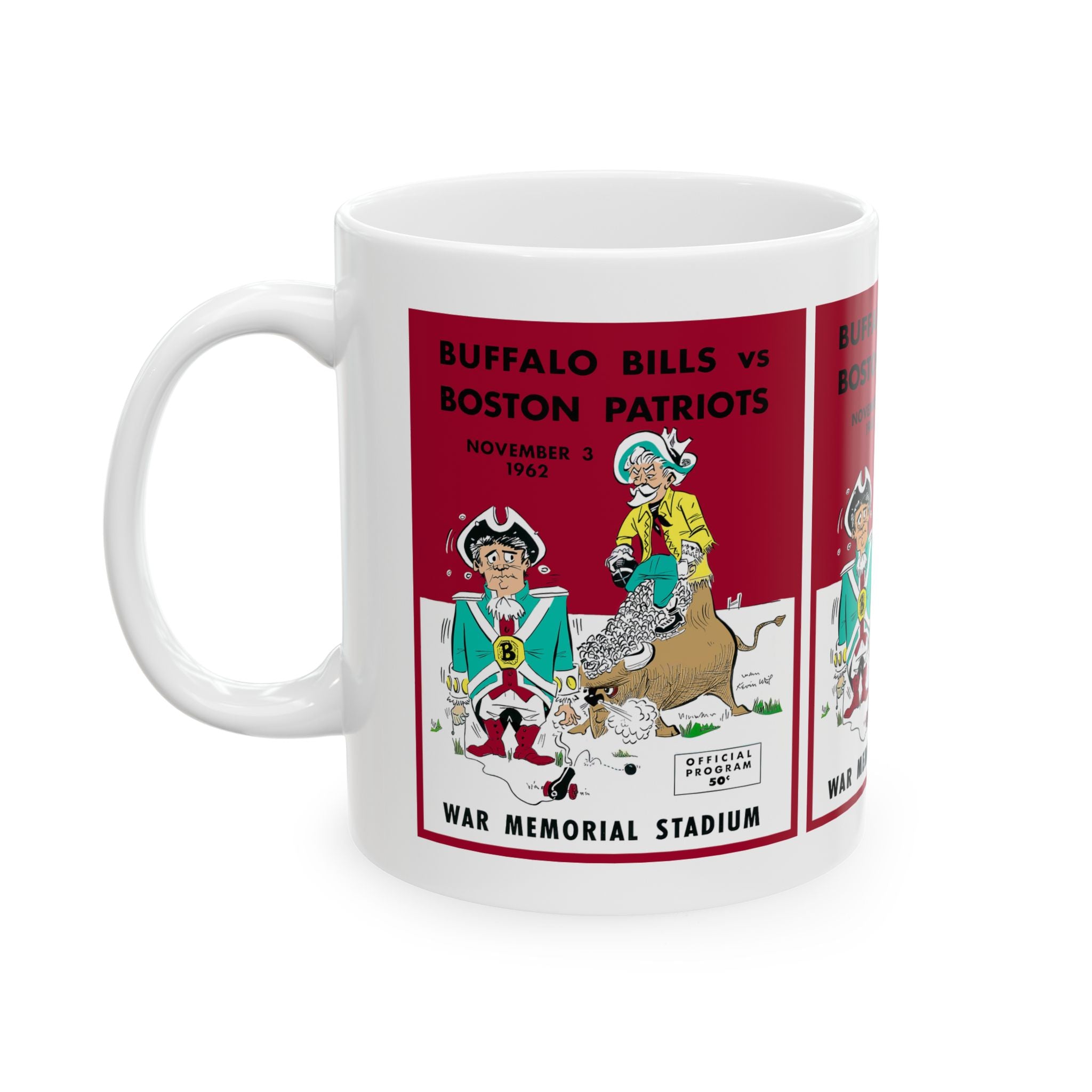 Vintage 1962 Football Buffalo Bills-Boston Patriots Ceramic Mug, Sports Fan Gift, Retro Football Team Cup, 11oz 15oz, Football Collectible