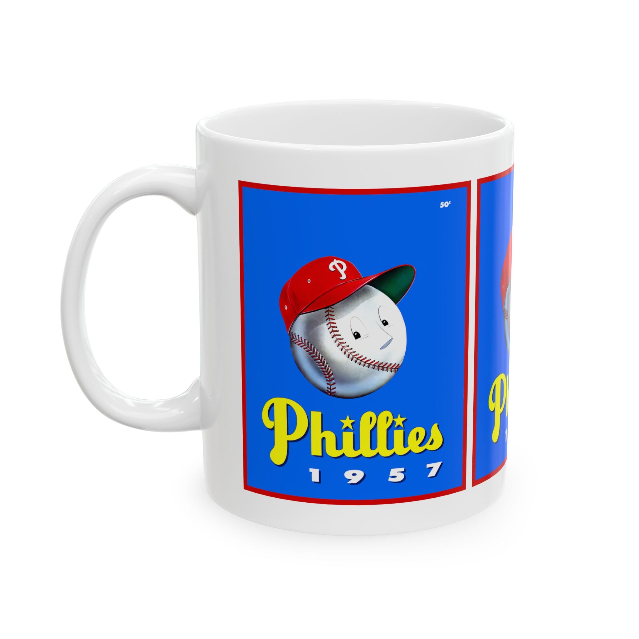 Vintage 1957 Baseball Philadelphia Phillies Yearbook Ceramic Mug, Sports Fan Gift, Coffee Cup, Baseball Memorabilia, Gift for Dad, Unique