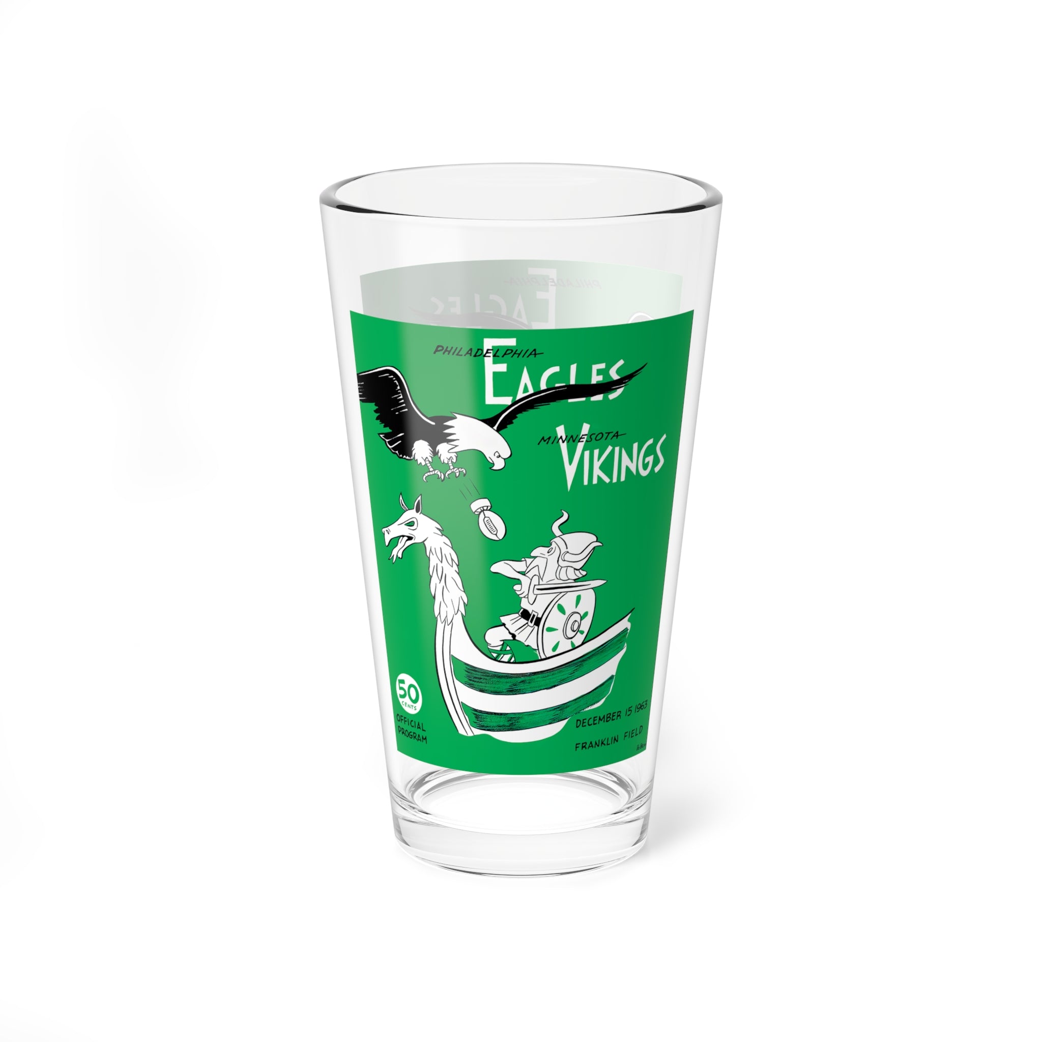 Mixing Glass, 16oz - Vintage 1963 Football Minnesota Vikings Philadelphia Eagles, Sports Fan Gift, Game Day Barware, Drinkware, Football