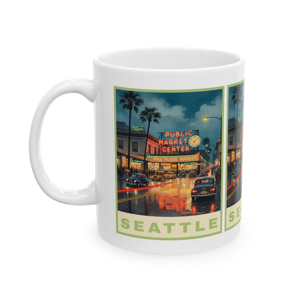 Seattle Street View Public Market Mug | City Coffee Cup 11oz and 15oz