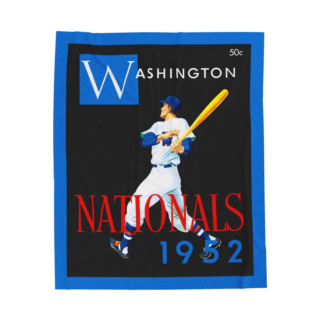 Velveteen Plush Blanket, Sports Blanket, Baseball Fan Gift, 1952 Washington Nationals, Cozy Throw Blanket, Gift for Him, Home Decor