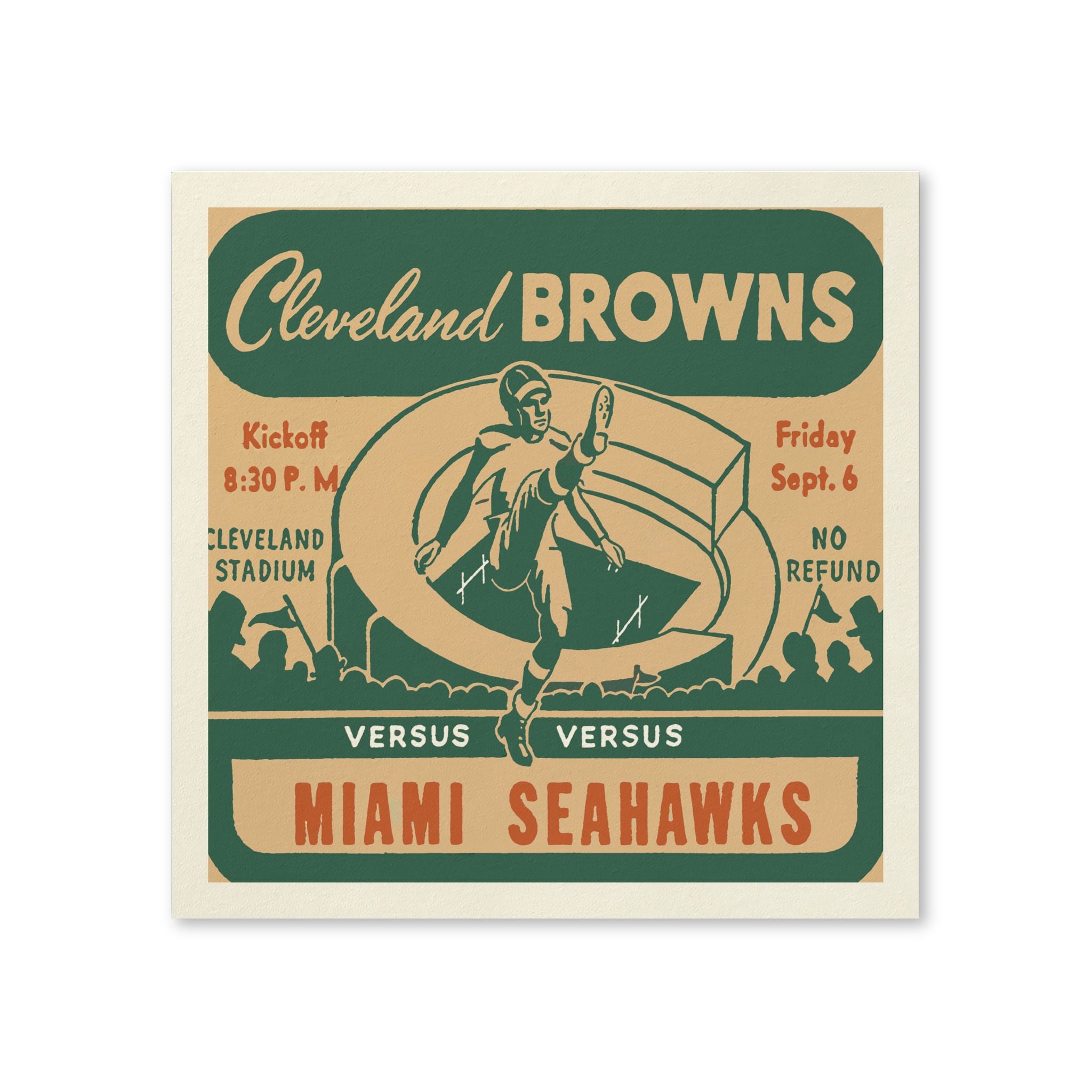 Retro Football Game Napkins - 1946 AAFC Cleveland Browns vs. Miami Seahawks 50 Count