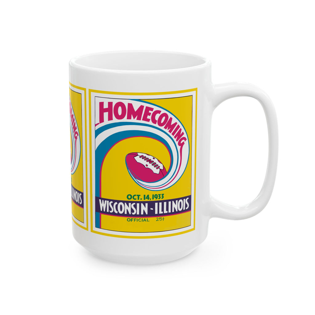 Vintage 1933 Football Wisconsin Illinois Homecoming Ceramic Mug, Retro College Sports Fan Gift, 11oz, 15oz Cup, Game Day Souvenir, Coffee
