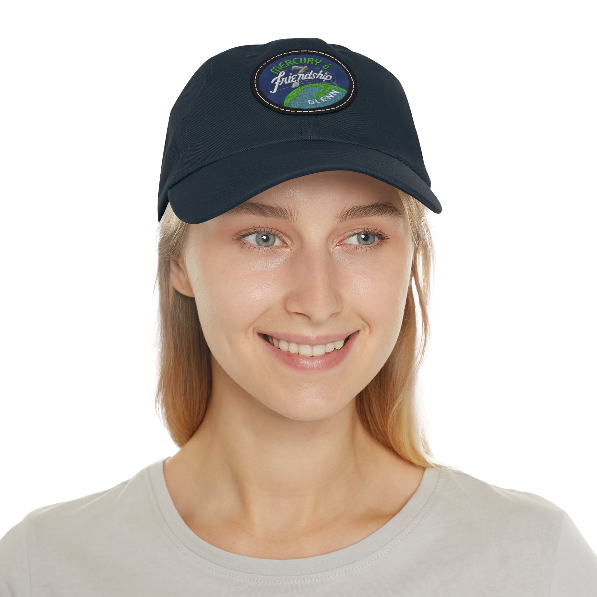 NASA - Mercury 6 - Friendship 7 Flight Patch - Dad Hat with Leather Patch (Round)