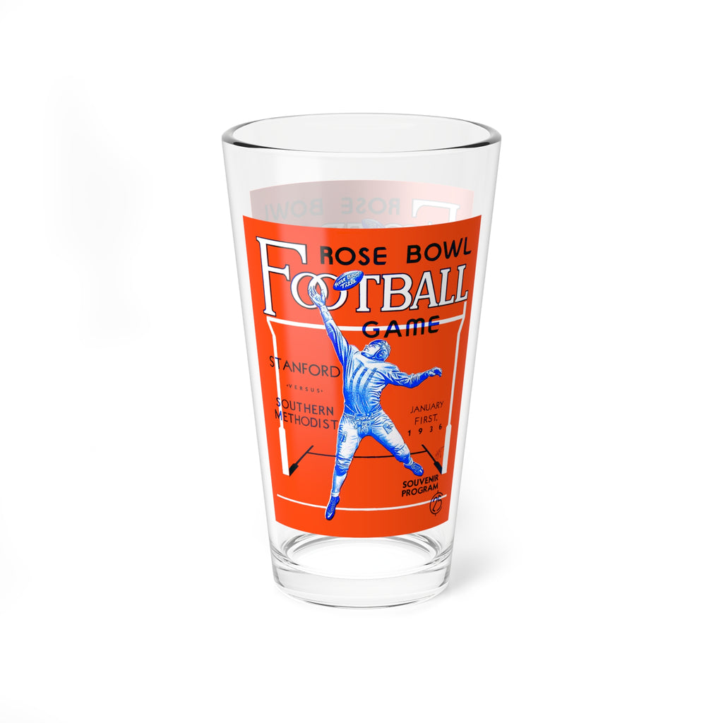Mixing Glass, 16oz - 1936 Football Rose Bowl SMU-Stanford, Sports Memorabilia Gift, Game Day Barware, Football Fan Glassware, College