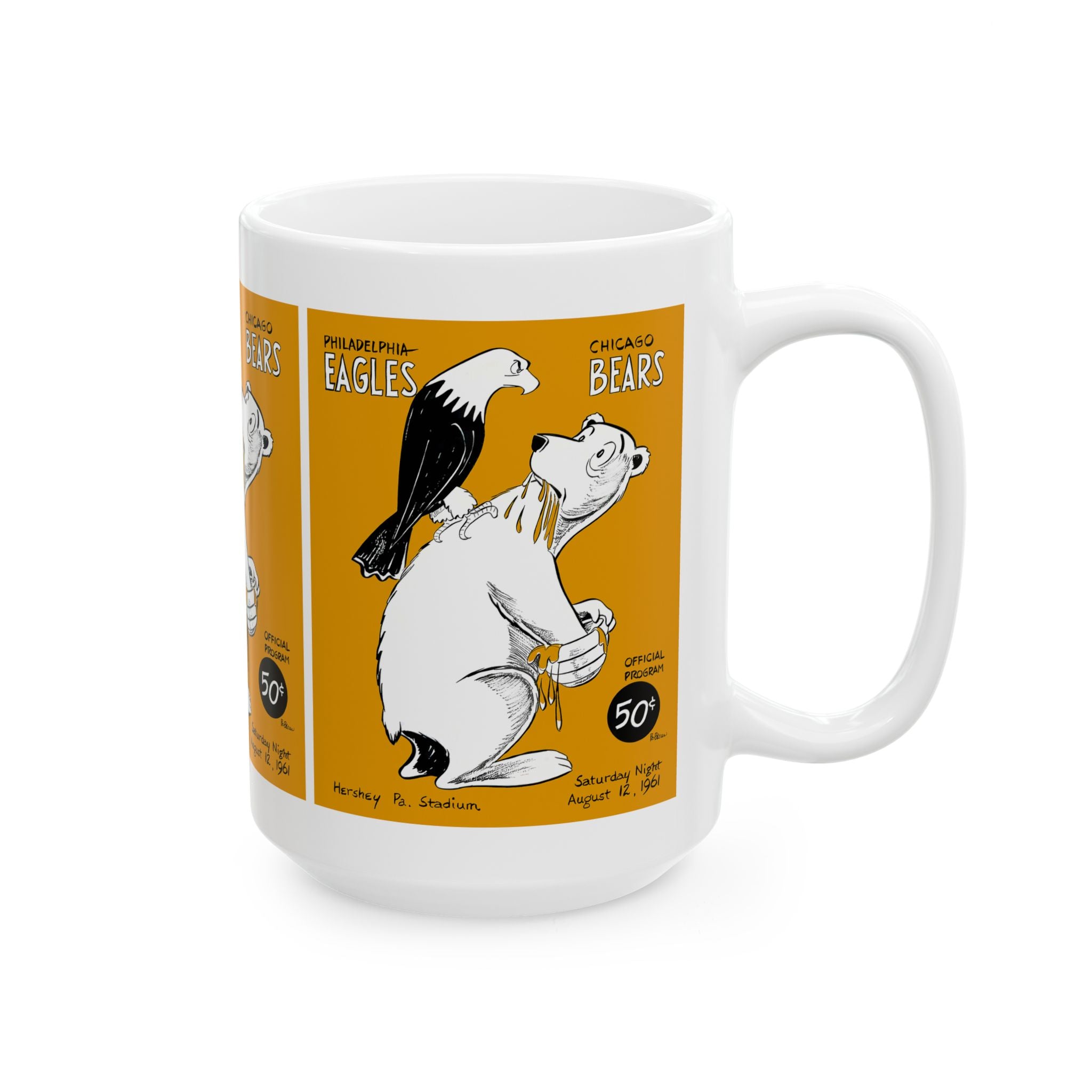 Retro Football Ceramic Mug, 1961 Eagles Bears, Sports Fan Gift, Coffee Cup, Tea Mug, Football Lover Mug, Football